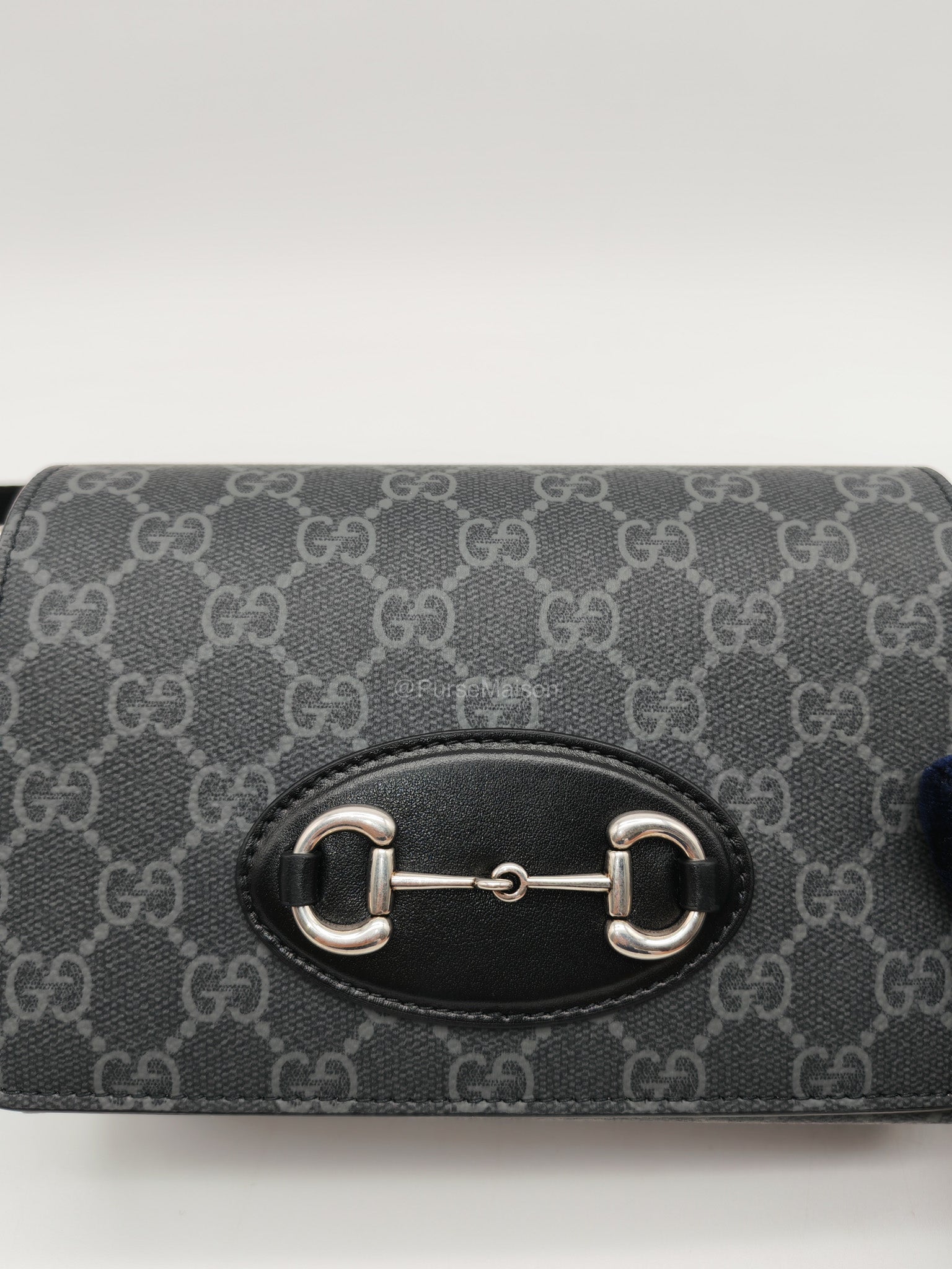 Gucci Horsebit 1955 Mini Shoulder Bag in Black GG Supreme Coated Canvas | Purse Maison Luxury Bags Shop
