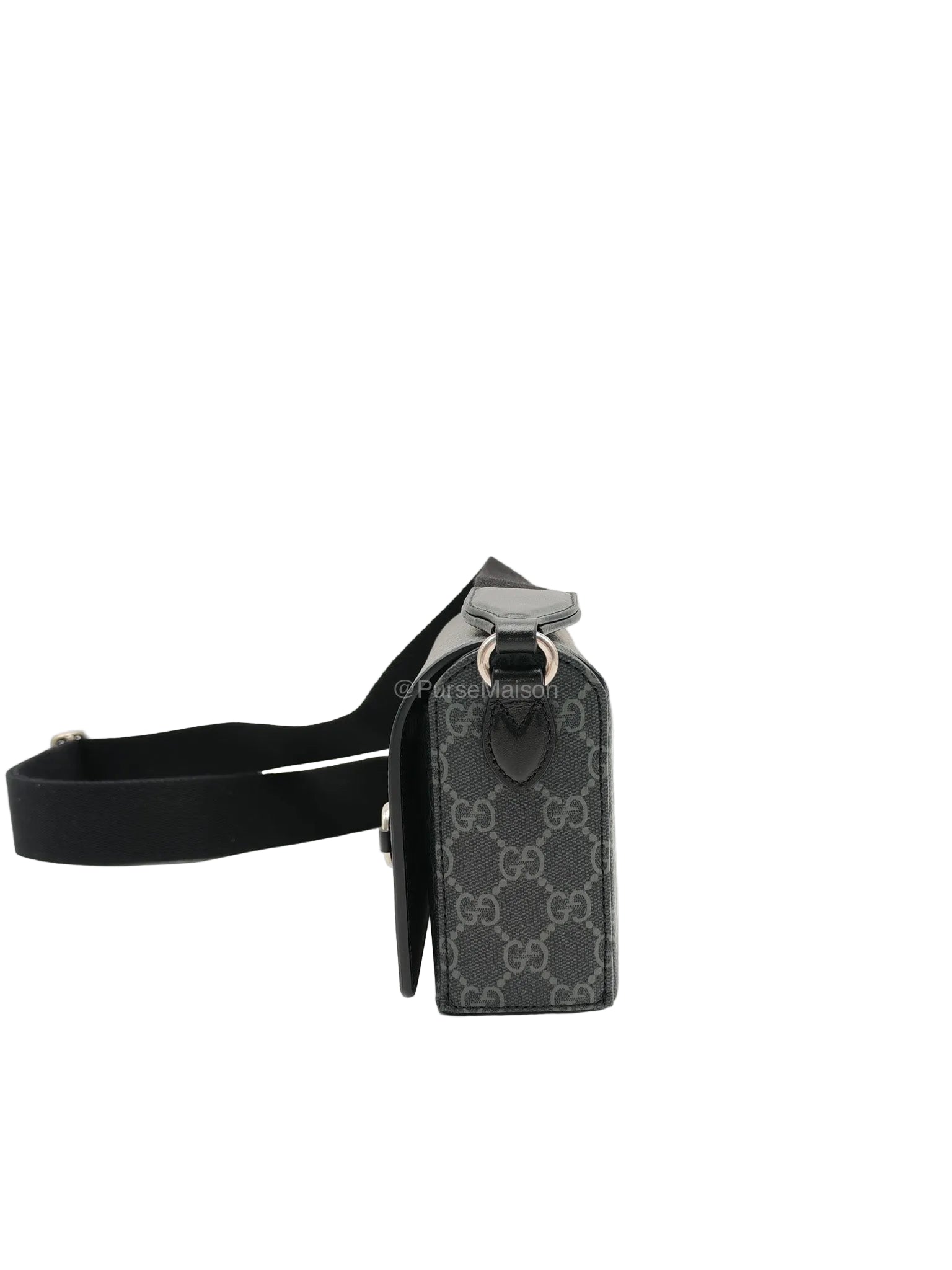Gucci Horsebit 1955 Mini Shoulder Bag in Black GG Supreme Coated Canvas | Purse Maison Luxury Bags Shop