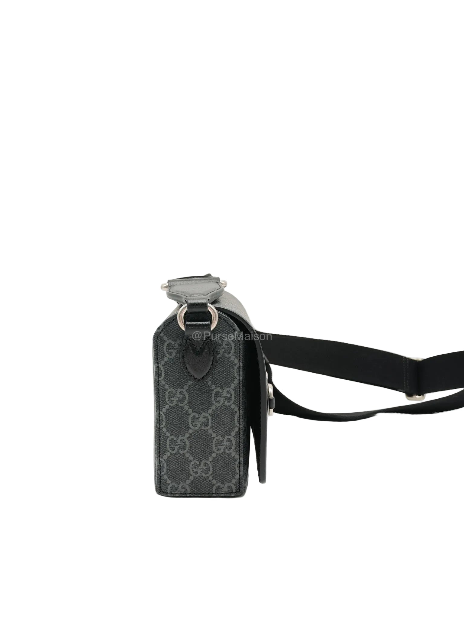 Gucci Horsebit 1955 Mini Shoulder Bag in Black GG Supreme Coated Canvas | Purse Maison Luxury Bags Shop