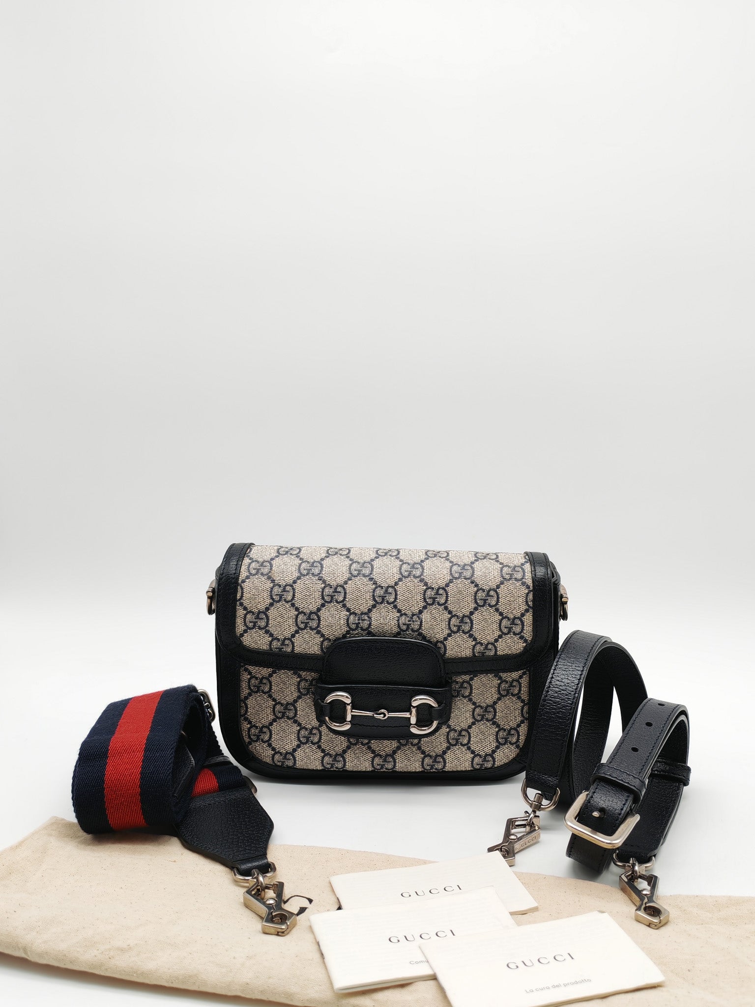 Gucci Horsebit Mini 1955 Canvas Navy Blue Crossbody Bag | Purse Maison Luxury Bags Shop