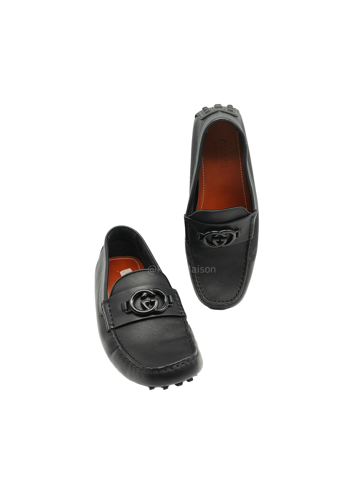 Gucci Interlocking G Driving Loafers in Black Leather Size 8.5 EU (27.5 cm) | Purse Maison Luxury Bags Shop