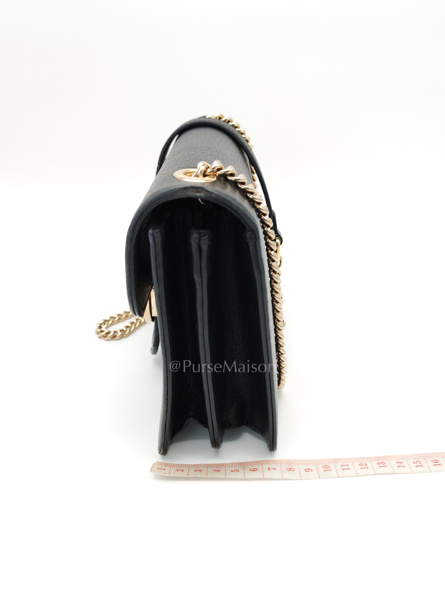 Interlocking G Small Chain Shoulder Bag in Black in Gold Hardware | Purse Maison Luxury Bags Shop