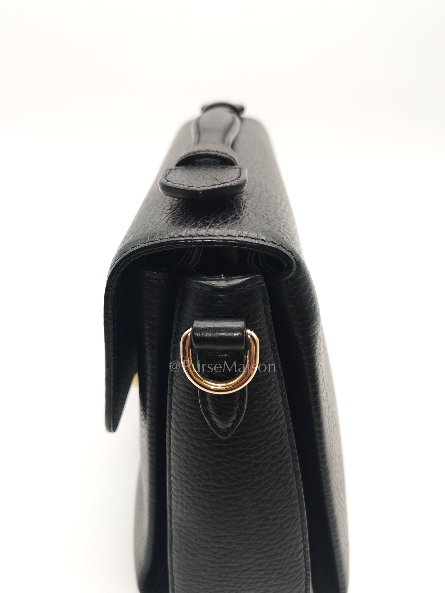 Gucci Interlocking Top Handle Shoulder Bag Black Pebbled Leather in Gold Hardware | Purse Maison Luxury Bags Shop