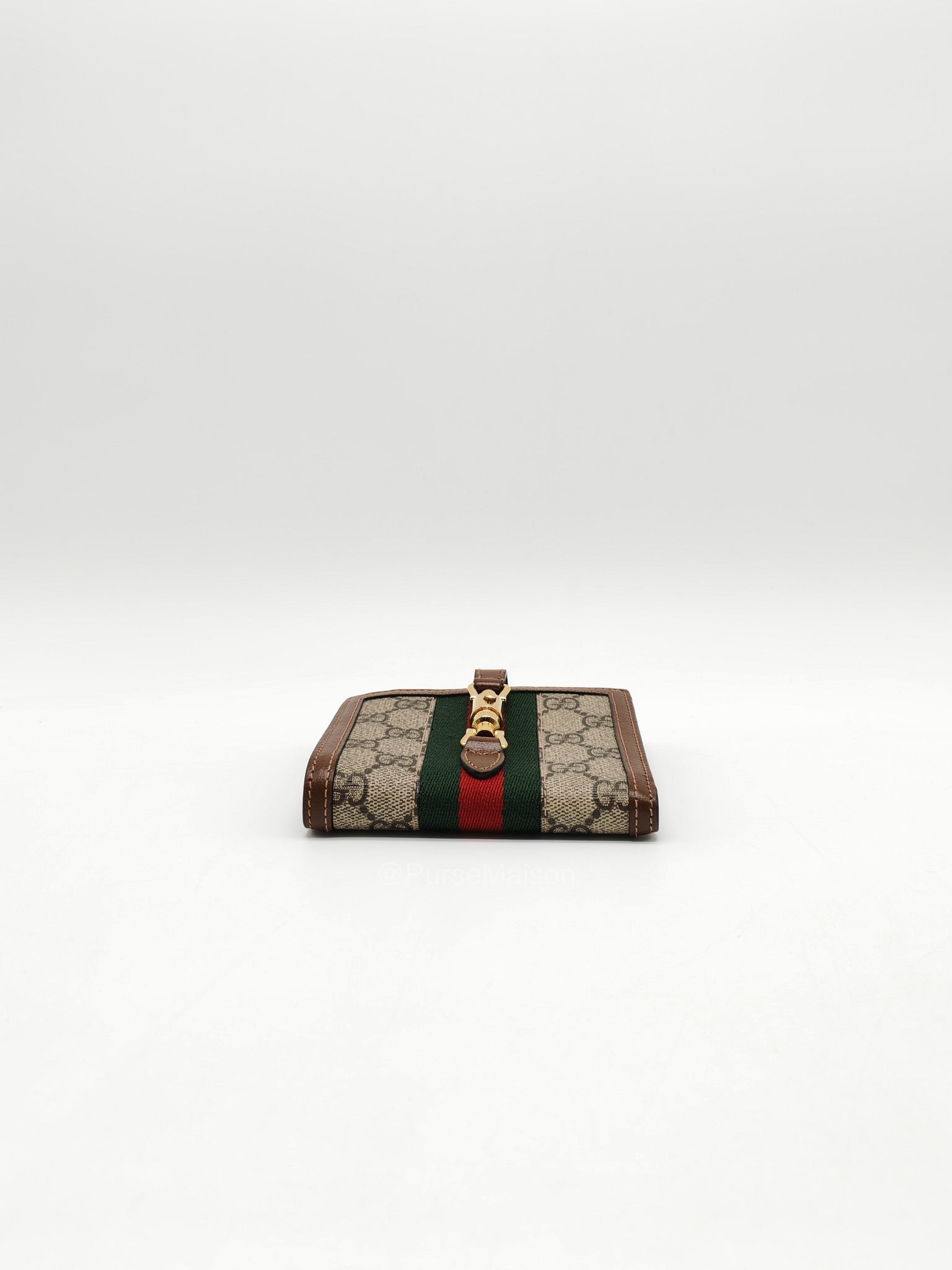 Gucci Jackie 1961 Card Case Bifold Wallet in GG Supreme Canvas and Leather Trim | Purse Maison Luxury Bags Shop