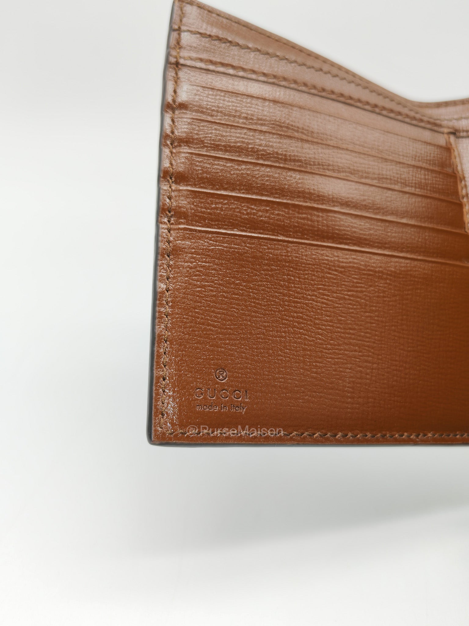 Gucci Jackie 1961 Card Case Bifold Wallet in GG Supreme Canvas and Leather Trim | Purse Maison Luxury Bags Shop