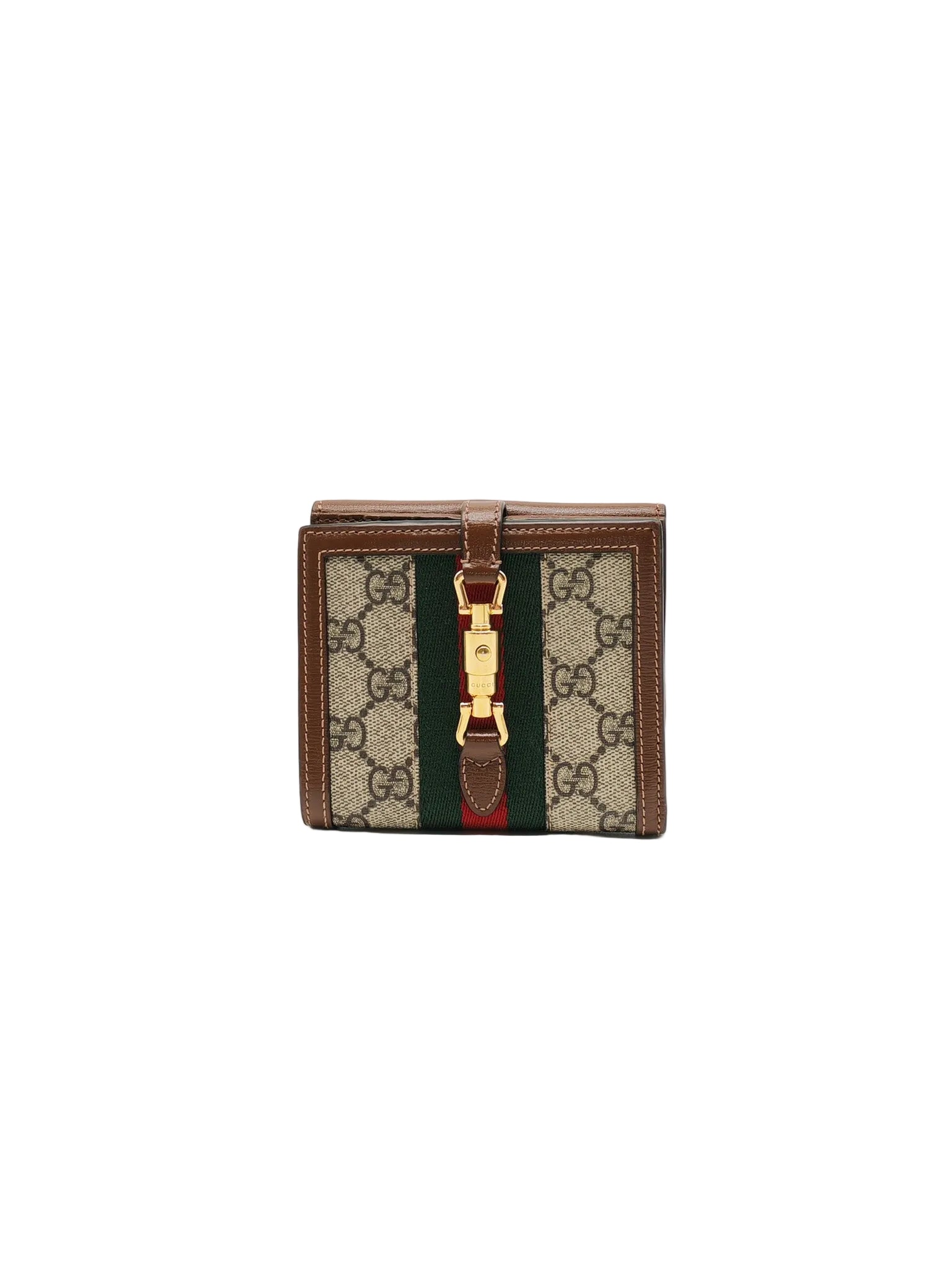 Gucci Jackie 1961 Card Case Bifold Wallet in GG Supreme Canvas and Leather Trim | Purse Maison Luxury Bags Shop