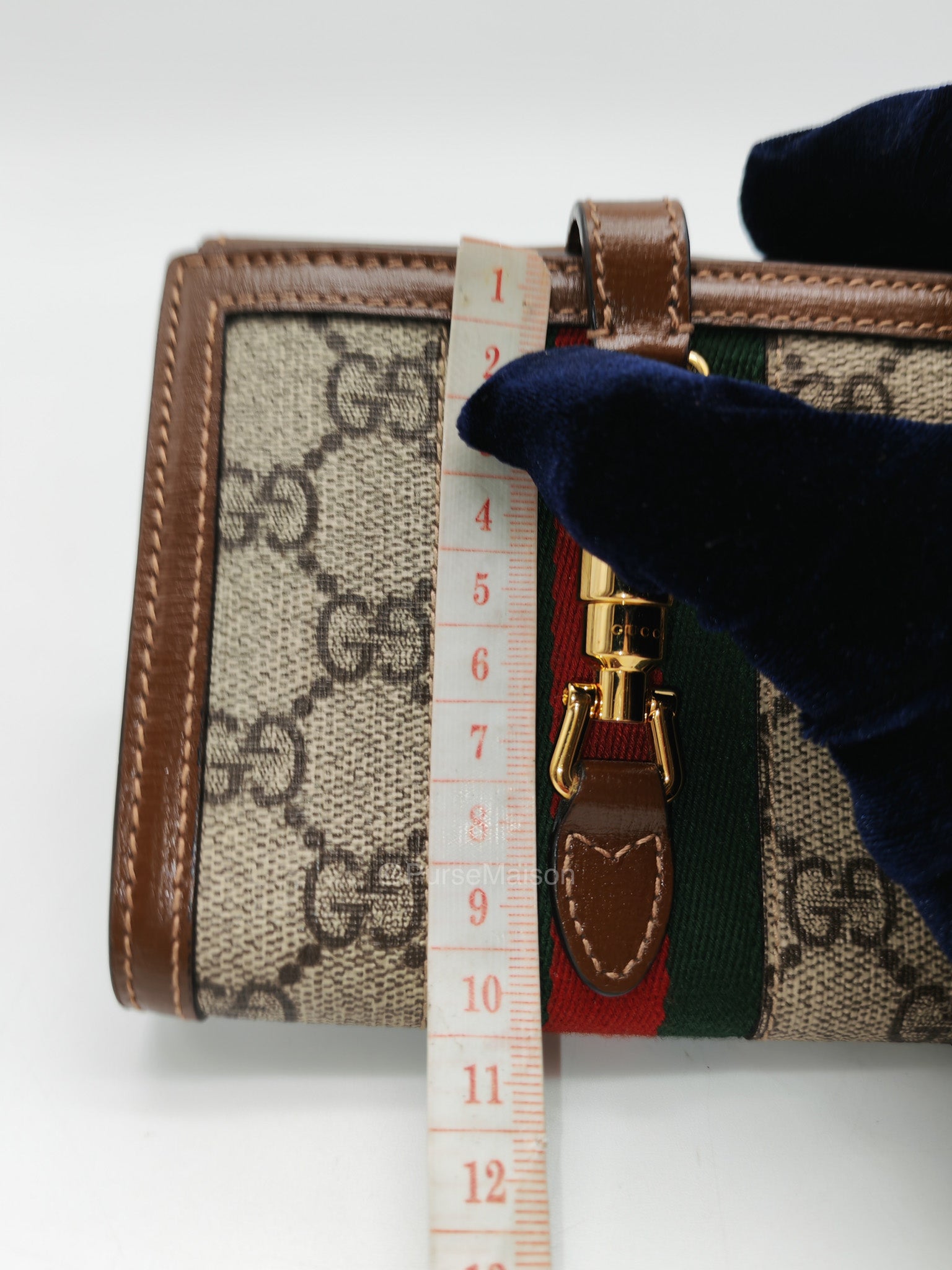 Gucci Jackie 1961 Card Case Bifold Wallet in GG Supreme Canvas and Leather Trim | Purse Maison Luxury Bags Shop
