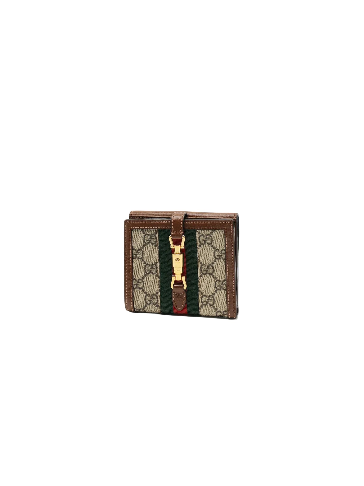 Gucci Jackie 1961 Card Case Bifold Wallet in GG Supreme Canvas and Leather Trim | Purse Maison Luxury Bags Shop
