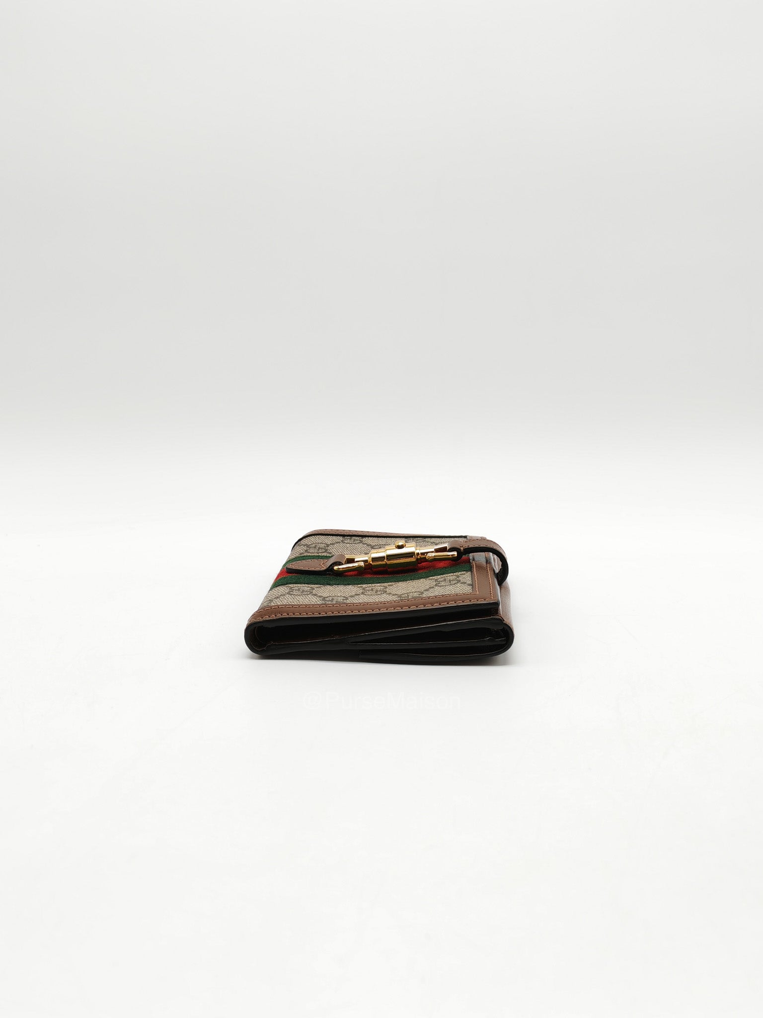 Gucci Jackie 1961 Card Case Bifold Wallet in GG Supreme Canvas and Leather Trim | Purse Maison Luxury Bags Shop