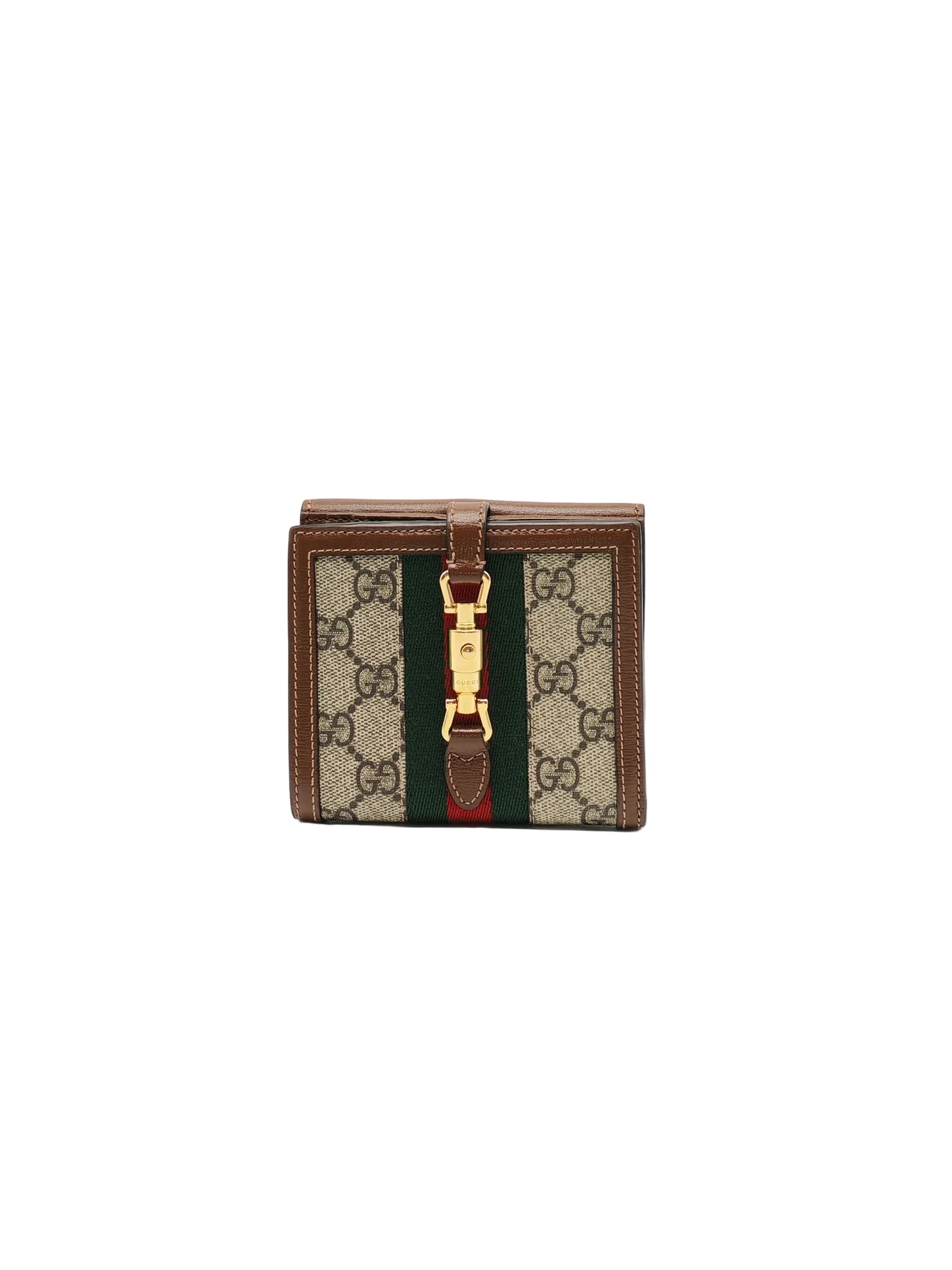 Gucci Jackie 1961 Card Case Bifold Wallet in GG Supreme Canvas and Leather Trim | Purse Maison Luxury Bags Shop