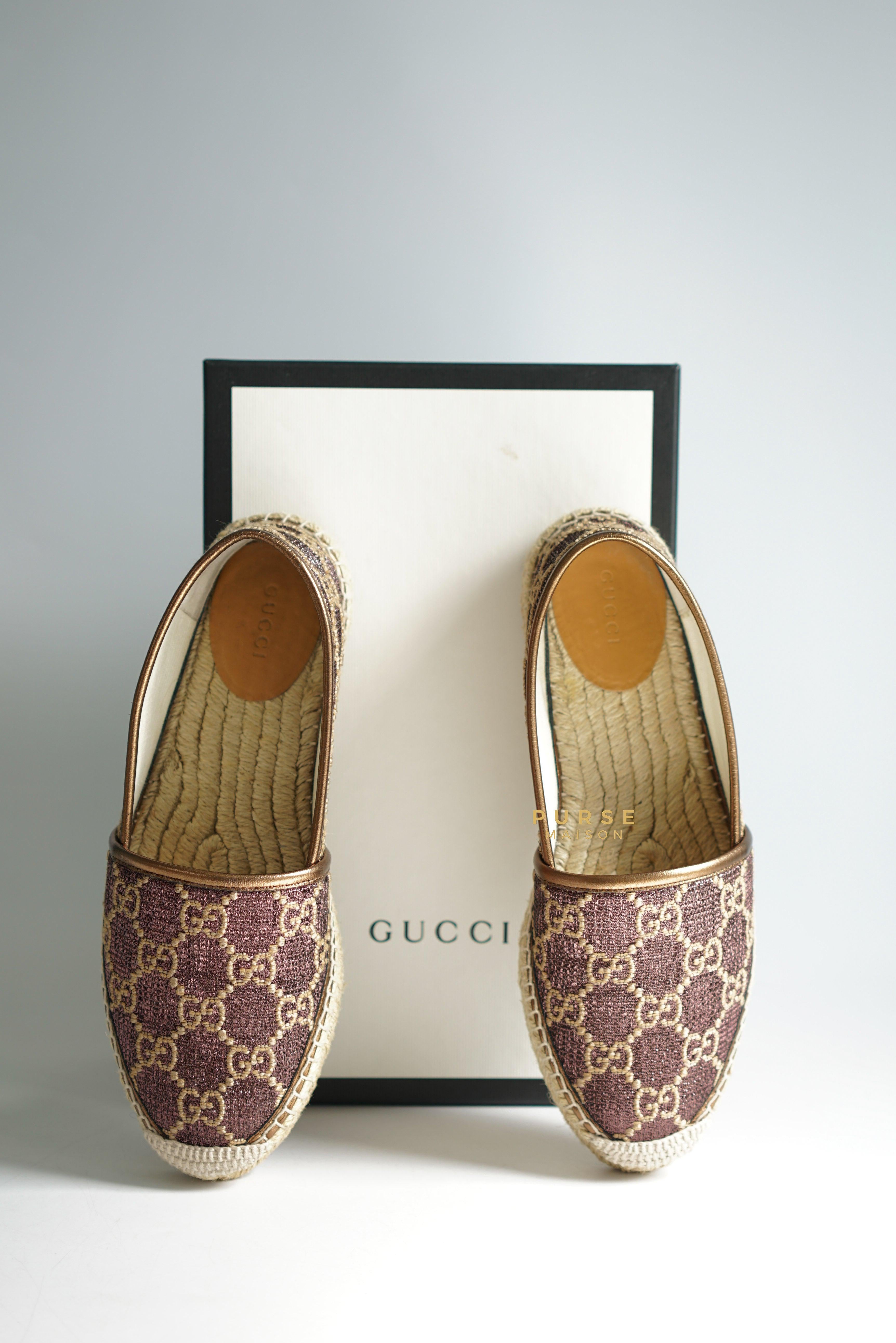 Gucci Lame Nappa GG Monogram Espadrilles Size 38 EU (24.5cm) | Purse Maison Luxury Bags Shop