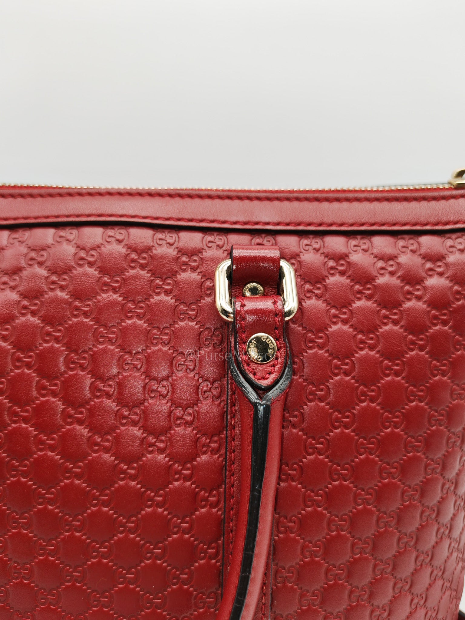 Gucci Margaux Tote Bag in Burgundy Microguccima Leather and Light Gold Hardware | Purse Maison Luxury Bags Shop