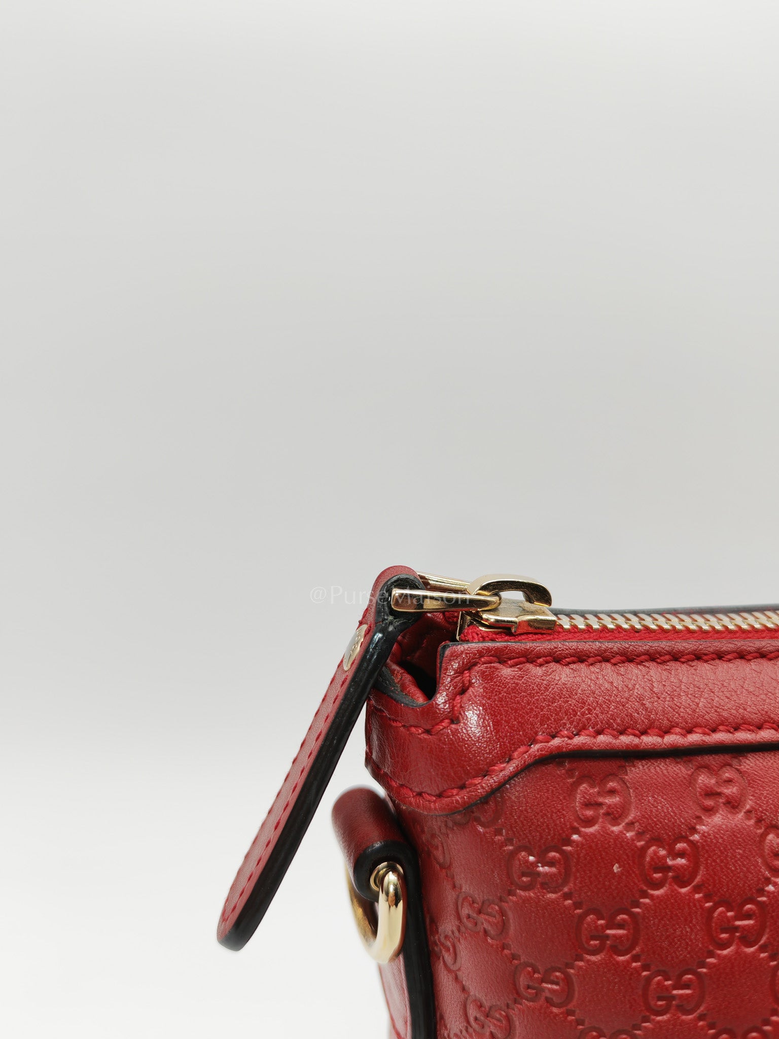 Gucci Margaux Tote Bag in Burgundy Microguccima Leather and Light Gold Hardware | Purse Maison Luxury Bags Shop