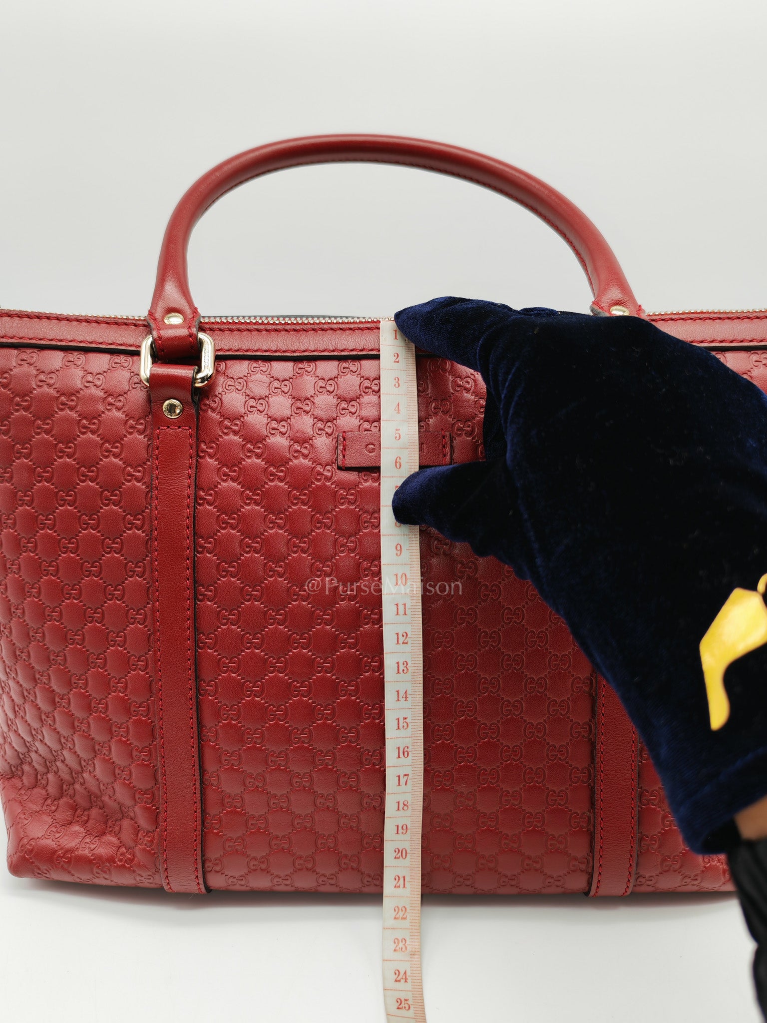 Gucci Margaux Tote Bag in Burgundy Microguccima Leather and Light Gold Hardware | Purse Maison Luxury Bags Shop