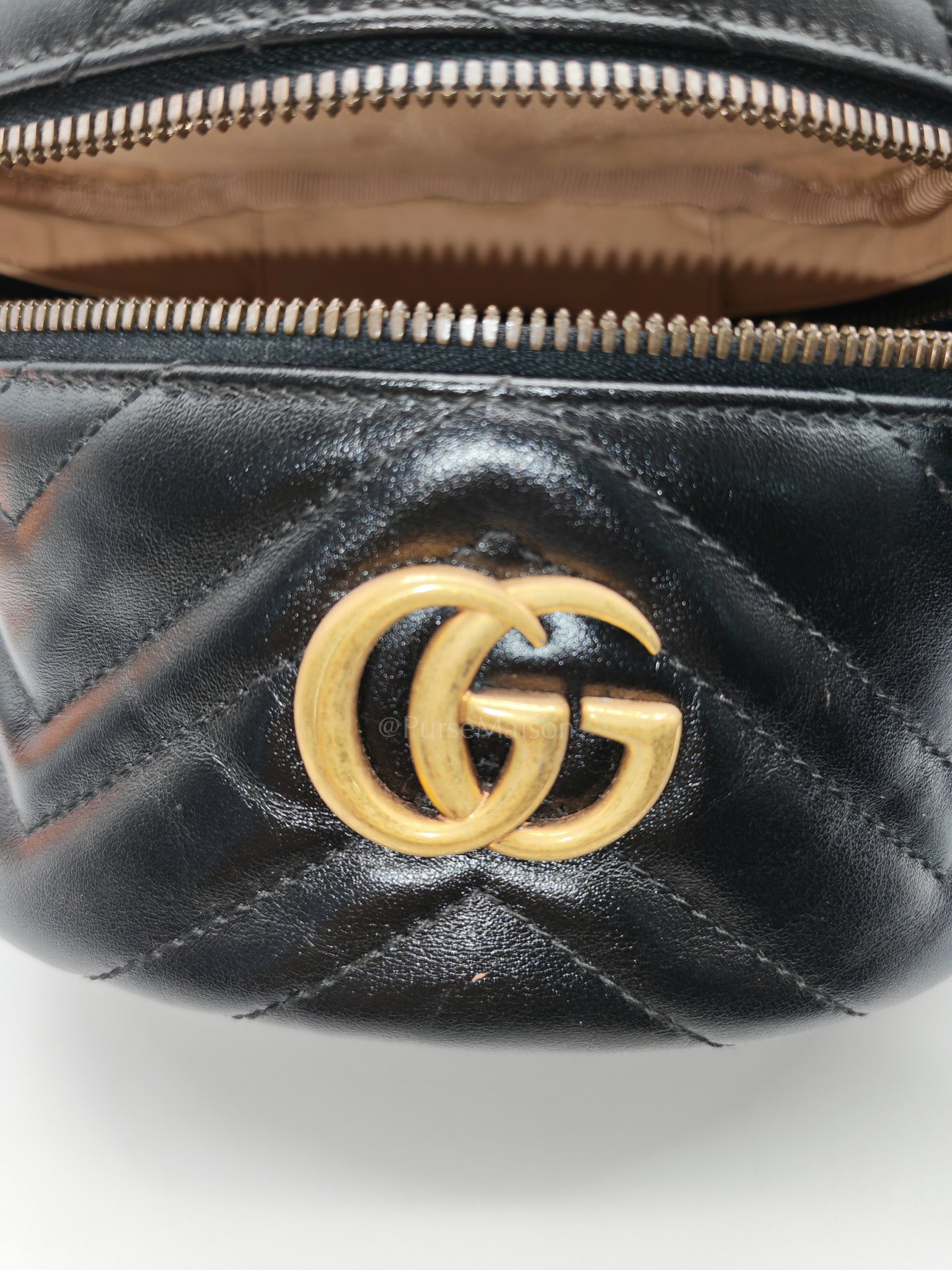 Gucci Marmont Black Vanity Matelasse Leather Backpack | Purse Maison Luxury Bags Shop