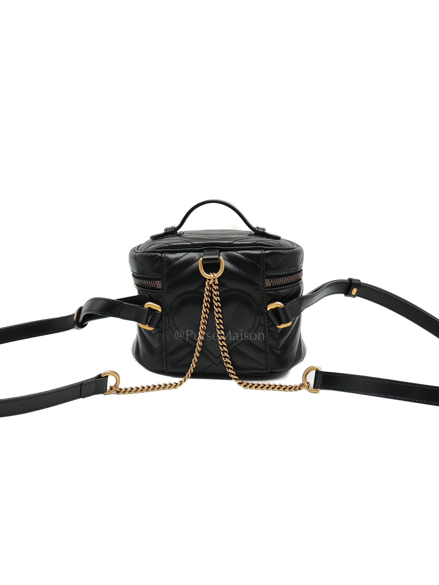 Gucci Marmont Black Vanity Matelasse Leather Backpack | Purse Maison Luxury Bags Shop