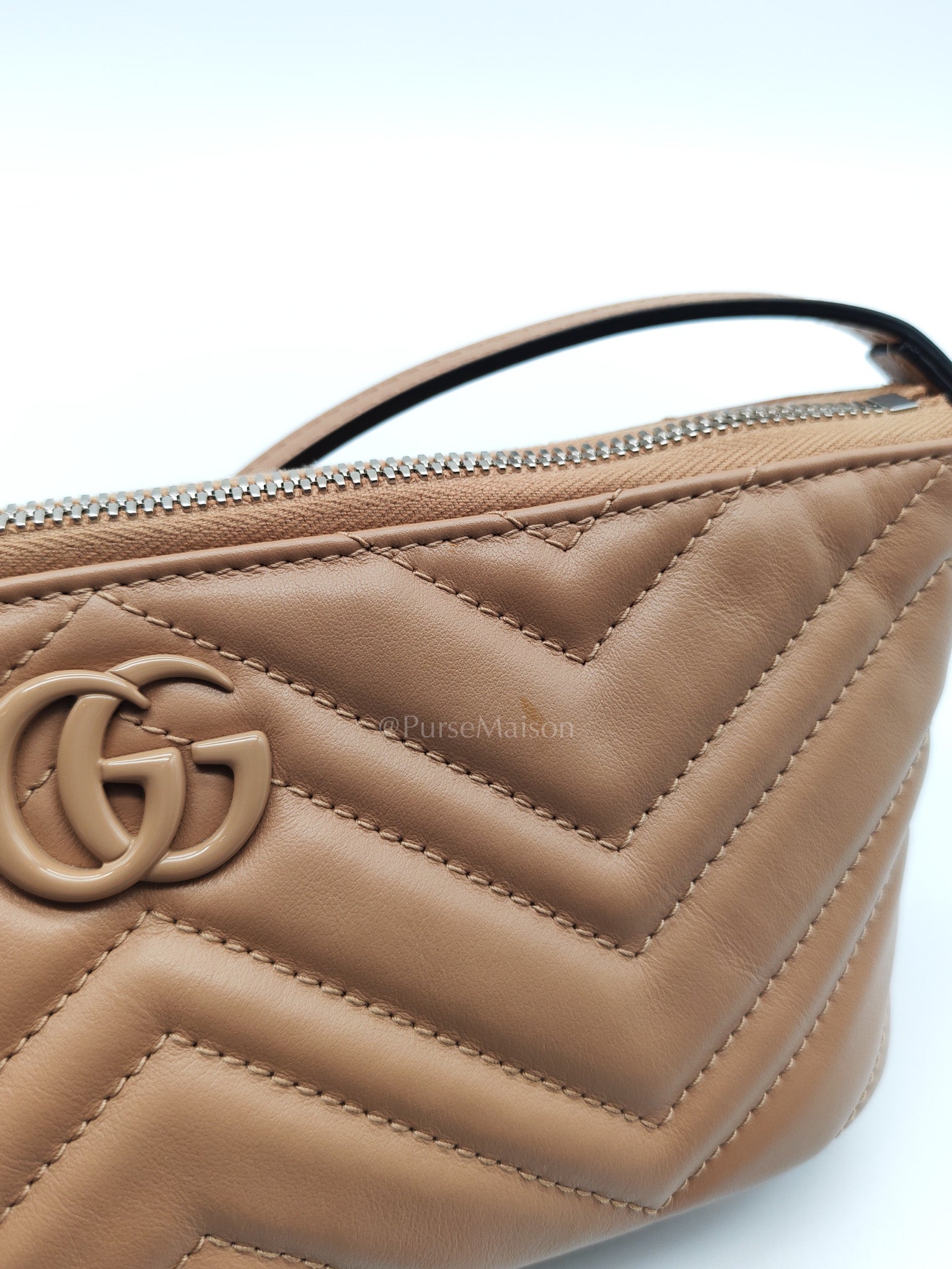 Gucci Marmont Matelasse Dark Beige Pouch Shoulder Bag | Purse Maison Luxury Bags Shop