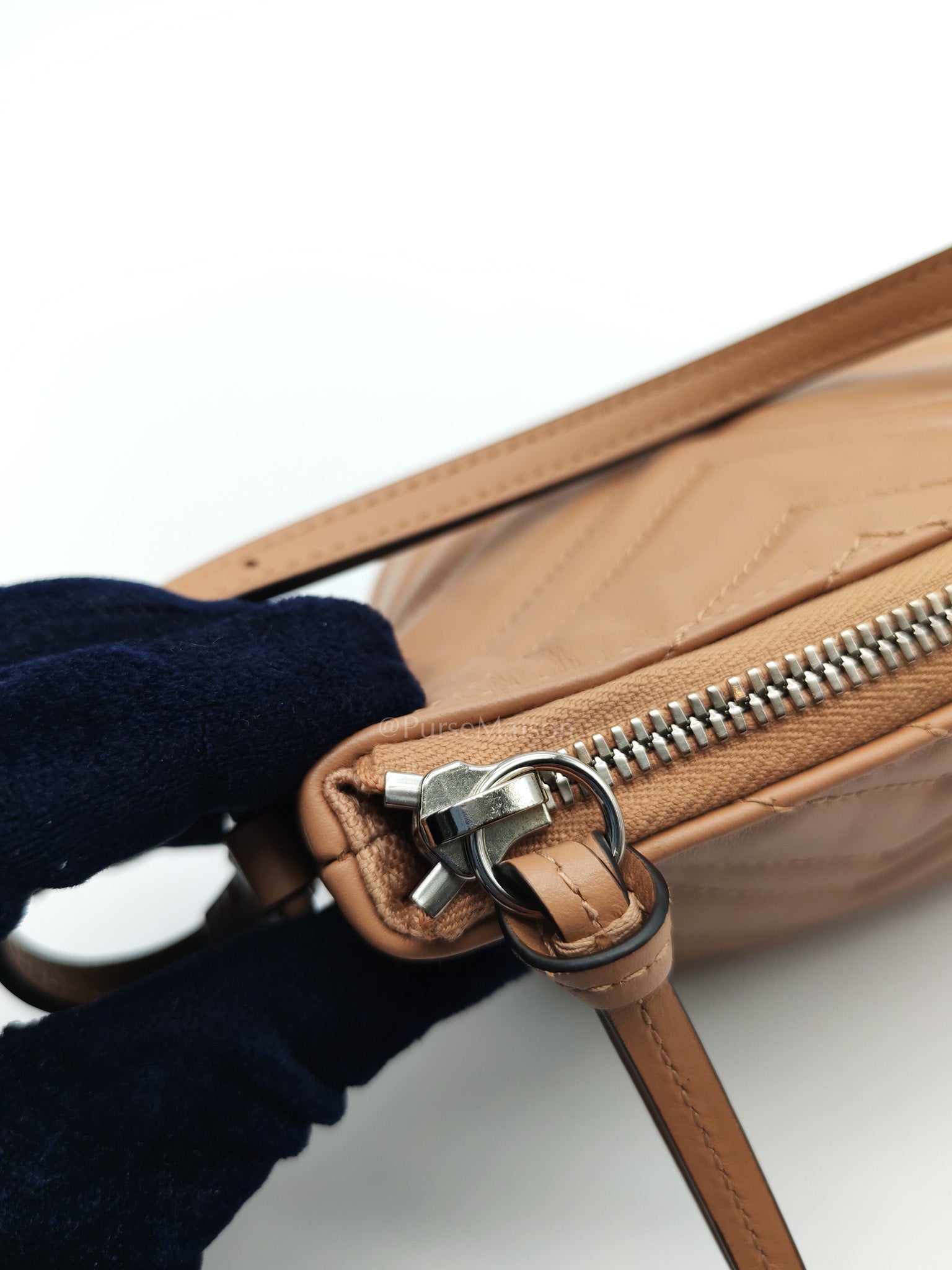 Gucci Marmont Matelasse Dark Beige Pouch Shoulder Bag | Purse Maison Luxury Bags Shop