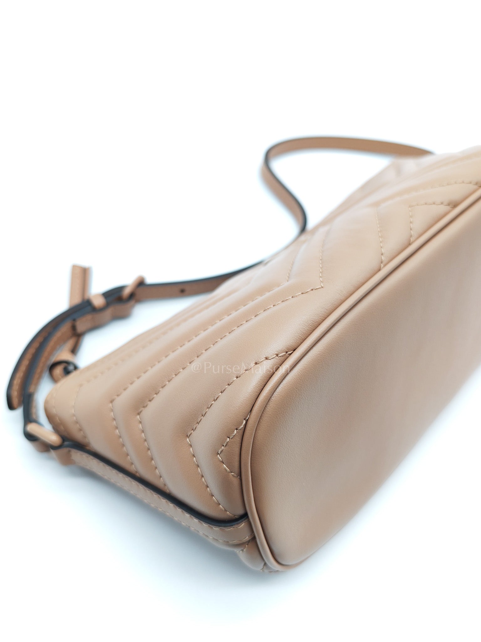 Gucci Marmont Matelasse Dark Beige Pouch Shoulder Bag | Purse Maison Luxury Bags Shop