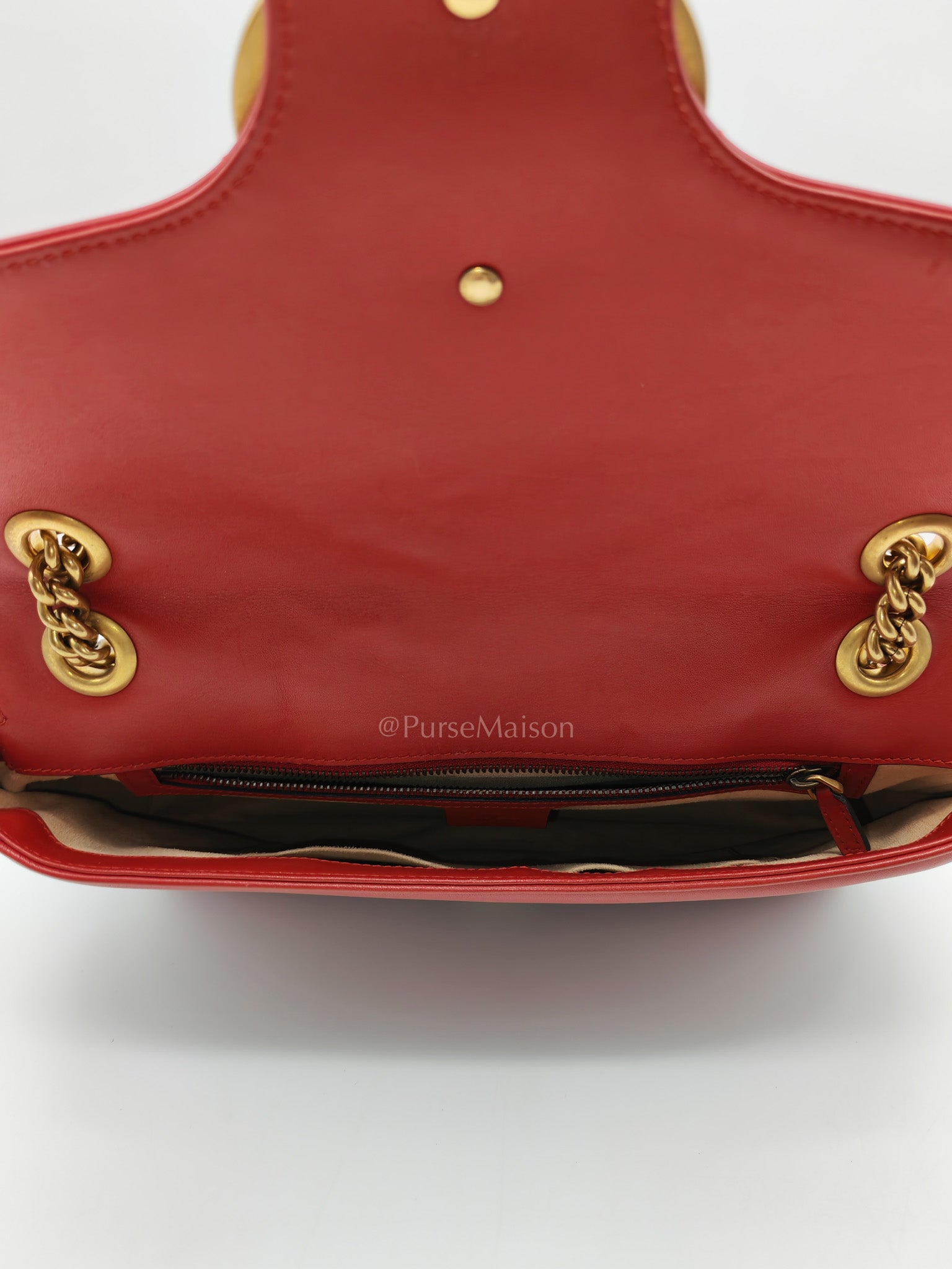 Marmont Medium in Hibiscus Red Calfskin Leather Shoulder Bag | Purse Maison Luxury Bags Shop