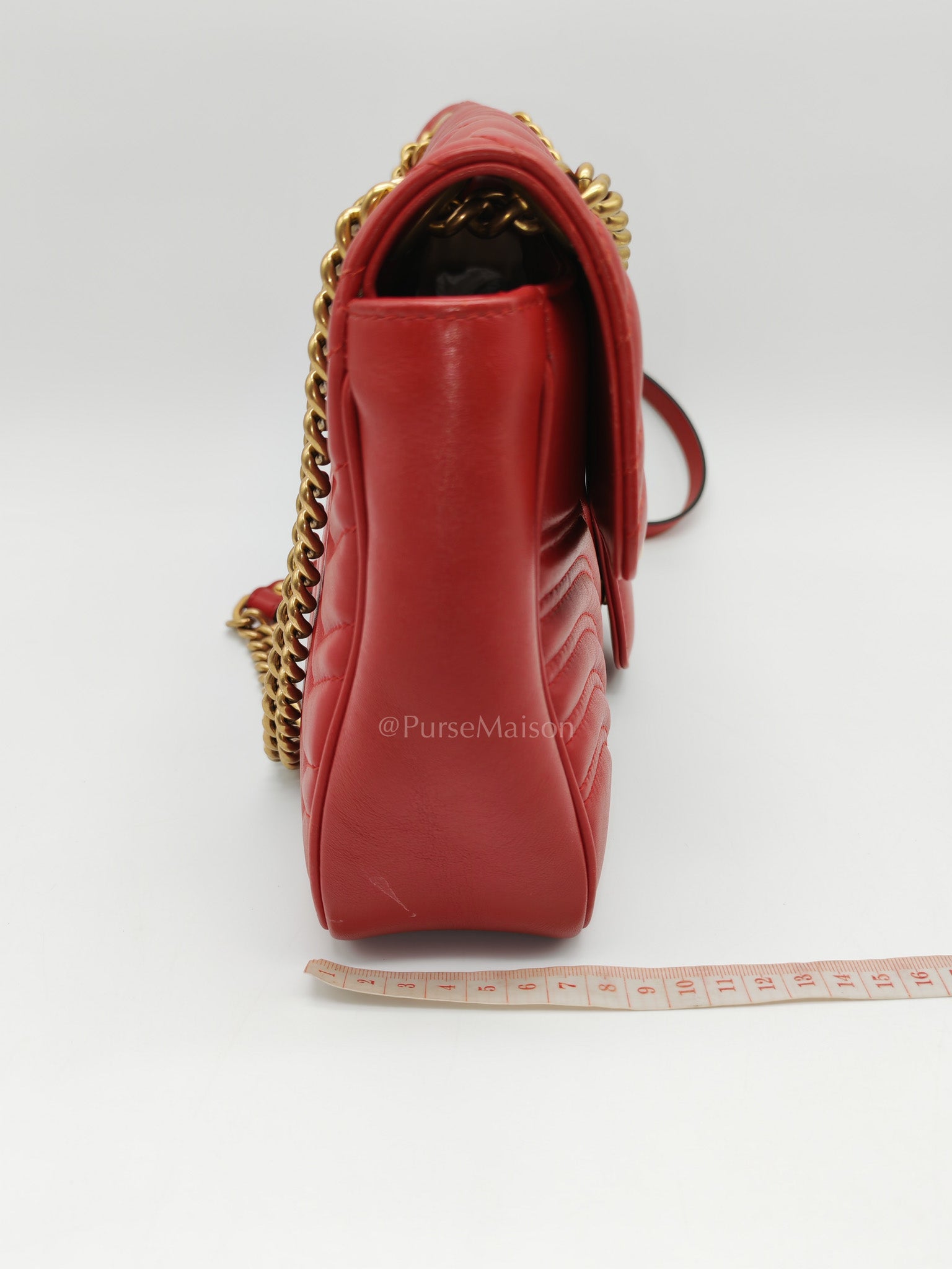 Marmont Medium in Hibiscus Red Calfskin Leather Shoulder Bag | Purse Maison Luxury Bags Shop