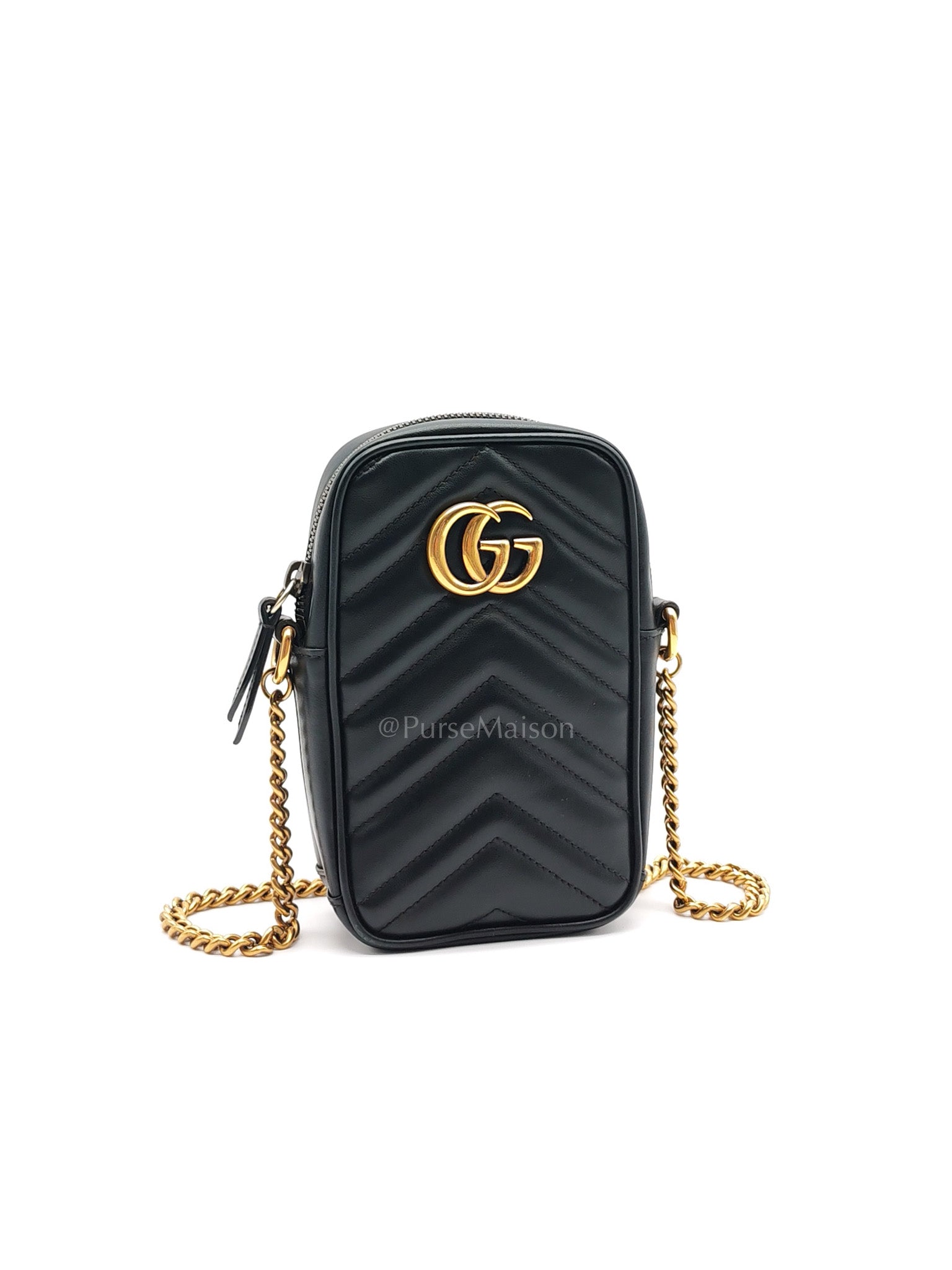 Gucci Marmont Vertical Phone Pouch Matelasse Leather Crossbody Bag | Purse Maison Luxury Bags Shop