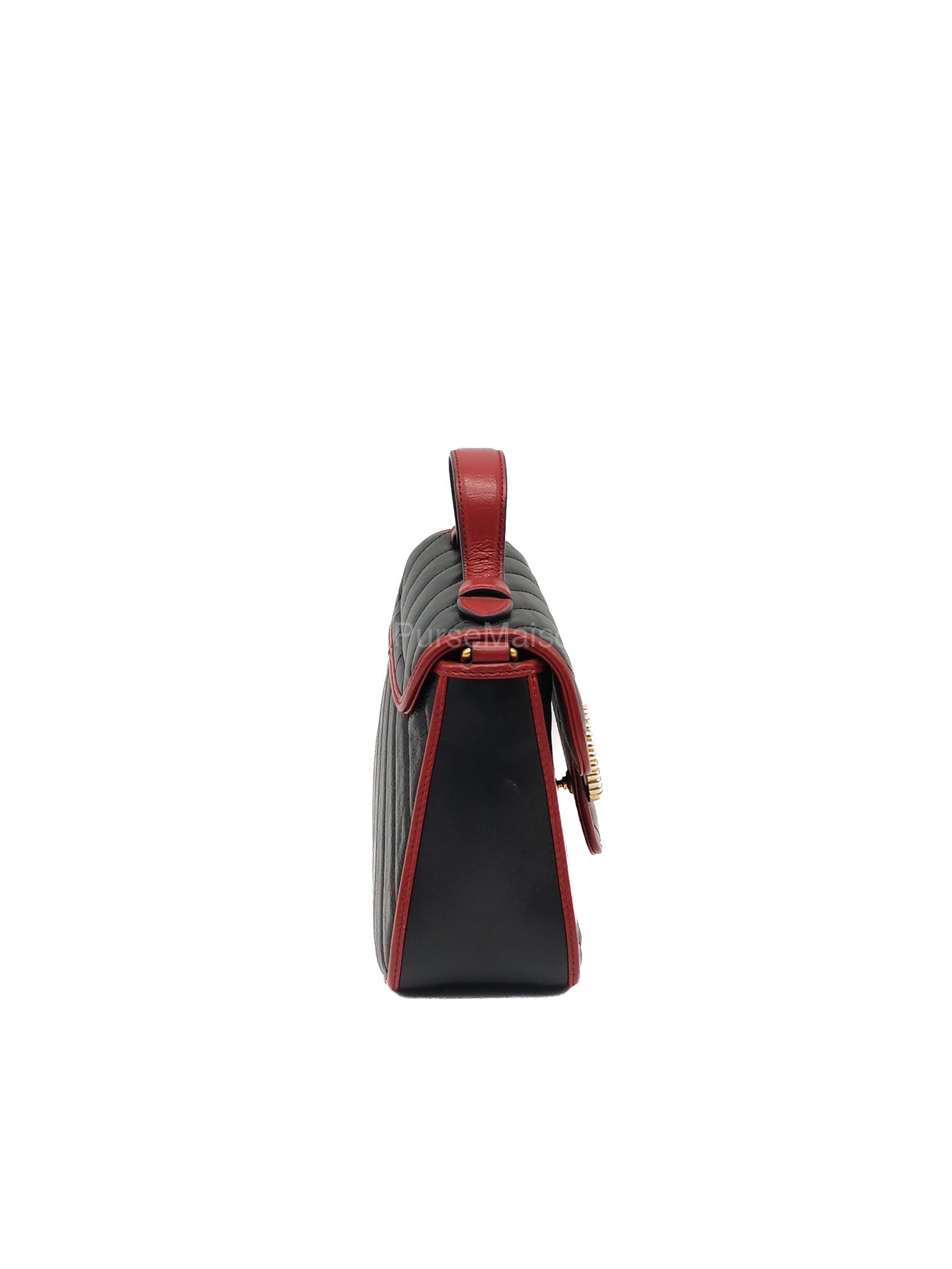 Gucci Mini Torchon Top Handle Shoulder Bag in Black GG Marmont Matelasse Calfskin Leather | Purse Maison Luxury Bags Shop