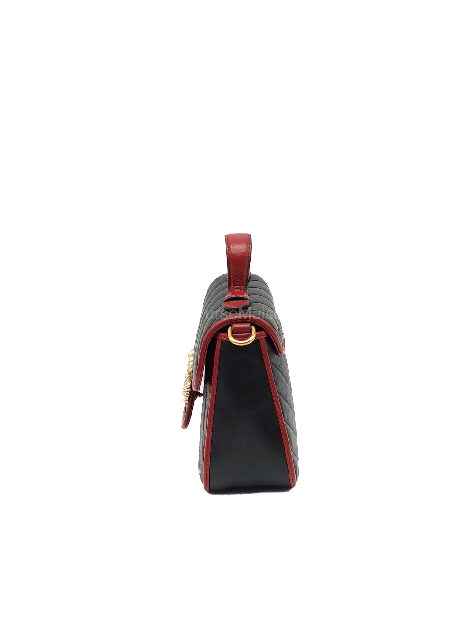 Gucci Mini Torchon Top Handle Shoulder Bag in Black GG Marmont Matelasse Calfskin Leather | Purse Maison Luxury Bags Shop