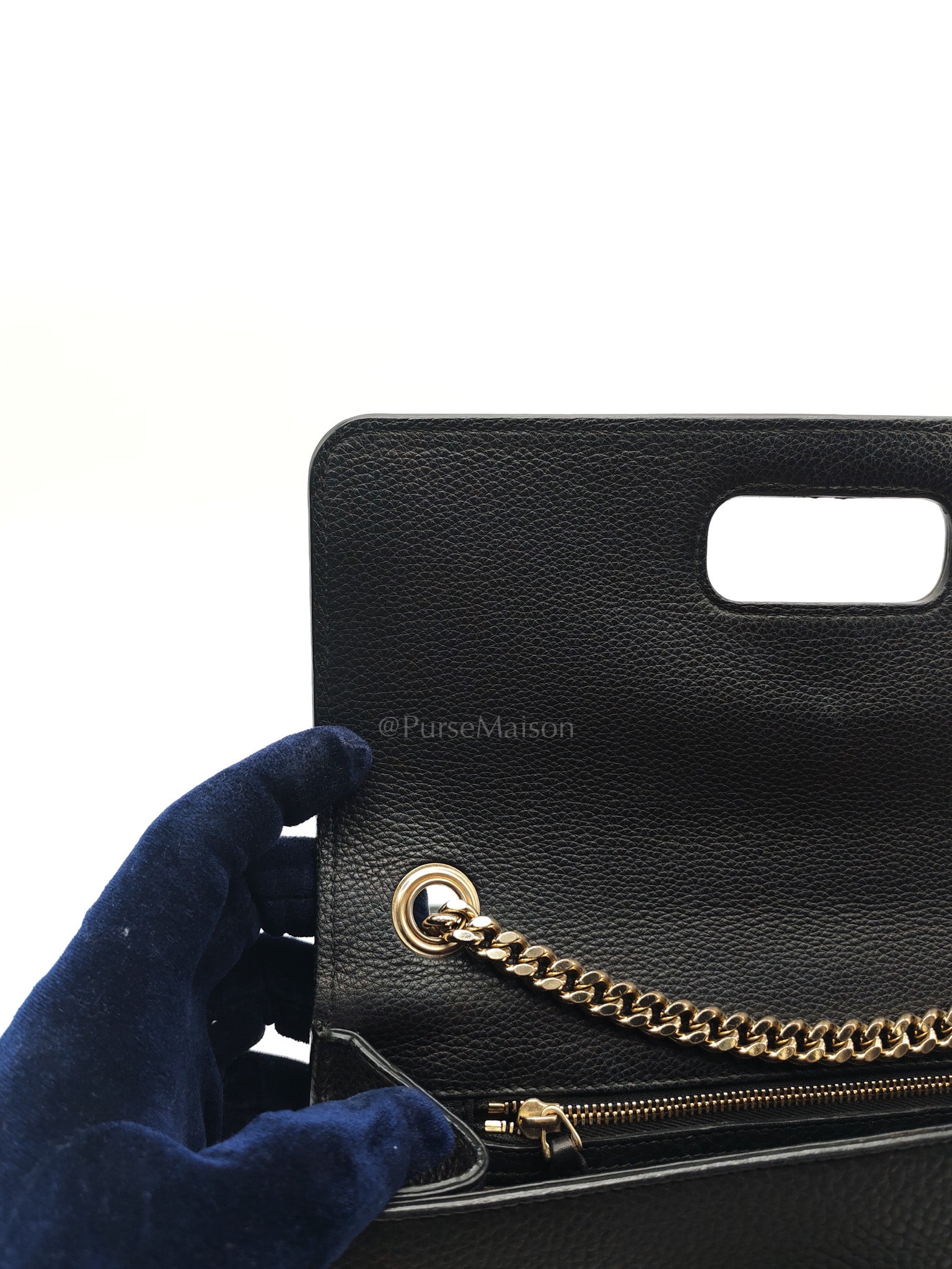 Gucci Miss Bamboo Shoulder Bag in Black Grained Leather | Purse Maison Luxury Bags Shop