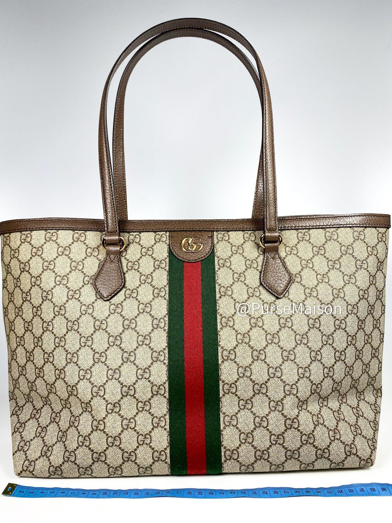 Gucci Ophidia GG Medium Tote Bag in Beige and Ebony