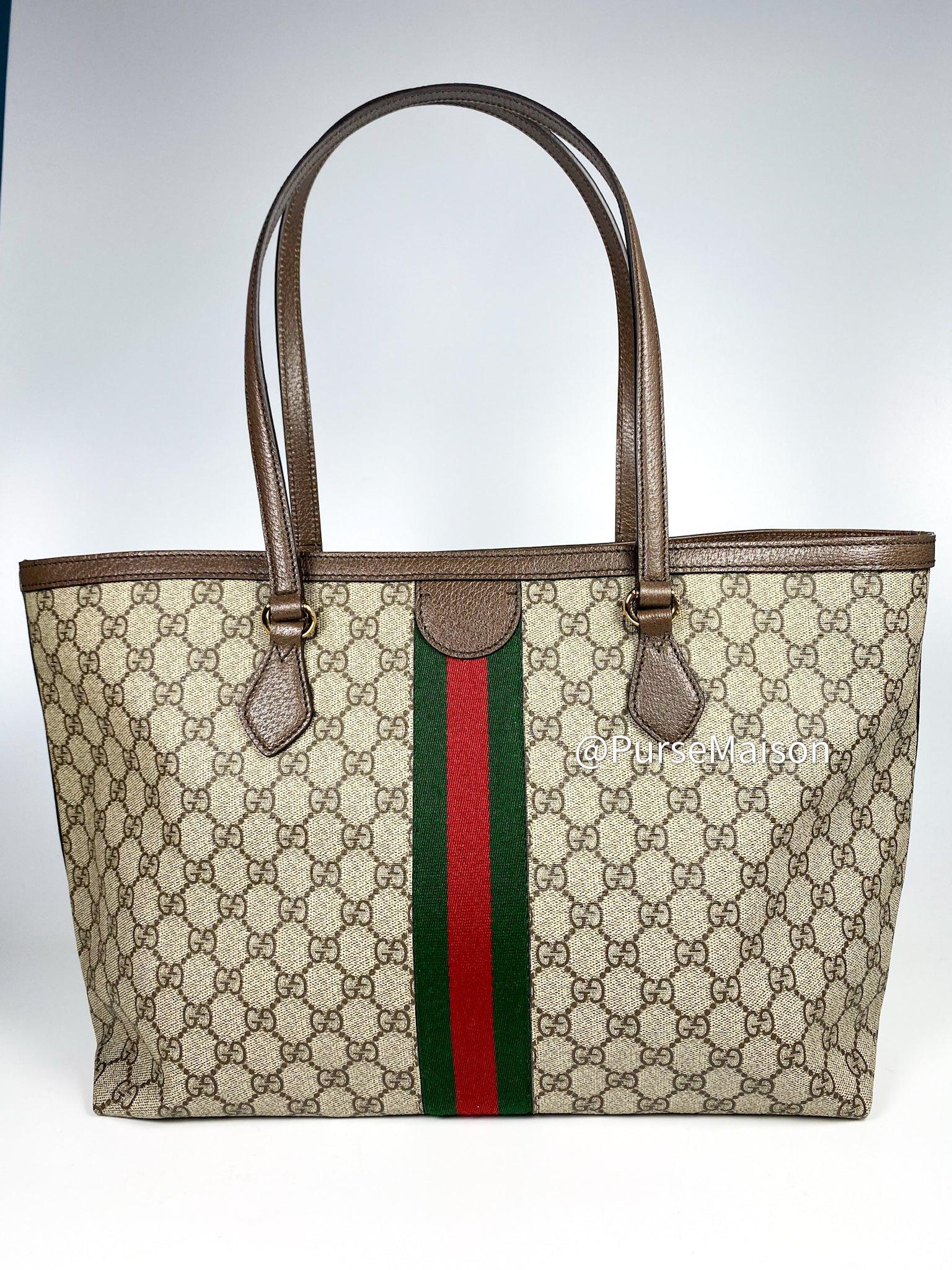 Gucci Ophidia GG Medium Tote Bag in Beige and Ebony