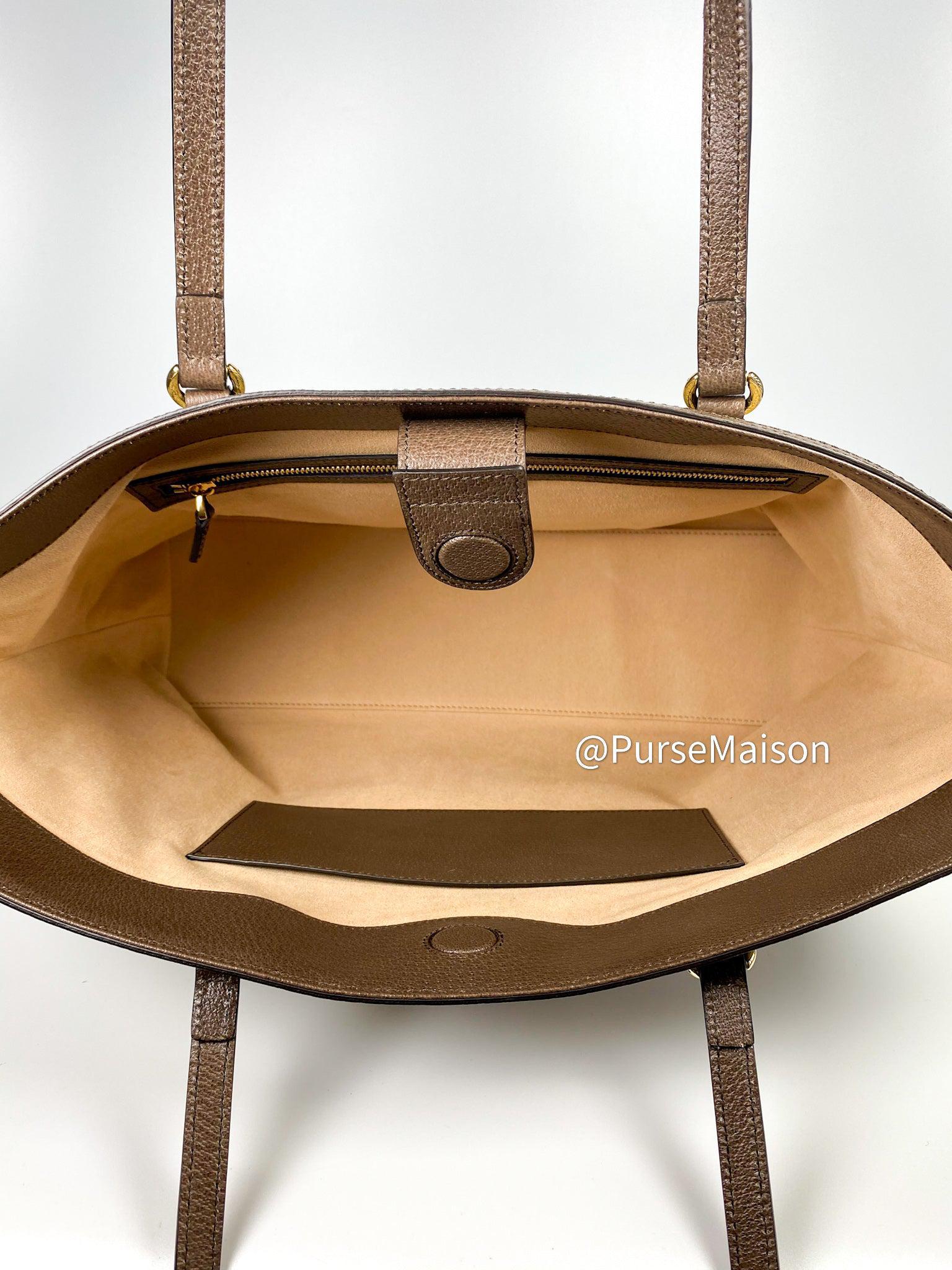 Gucci Ophidia GG Medium Tote Bag in Beige and Ebony