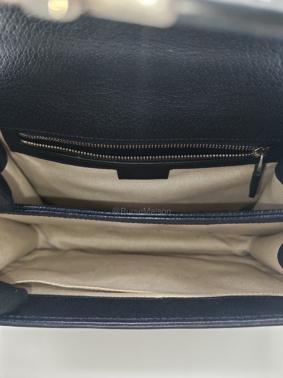 Gucci Ophidia GG Web Canvas and Navy Leather Trim Small Top Handle Bag | Purse Maison Luxury Bags Shop