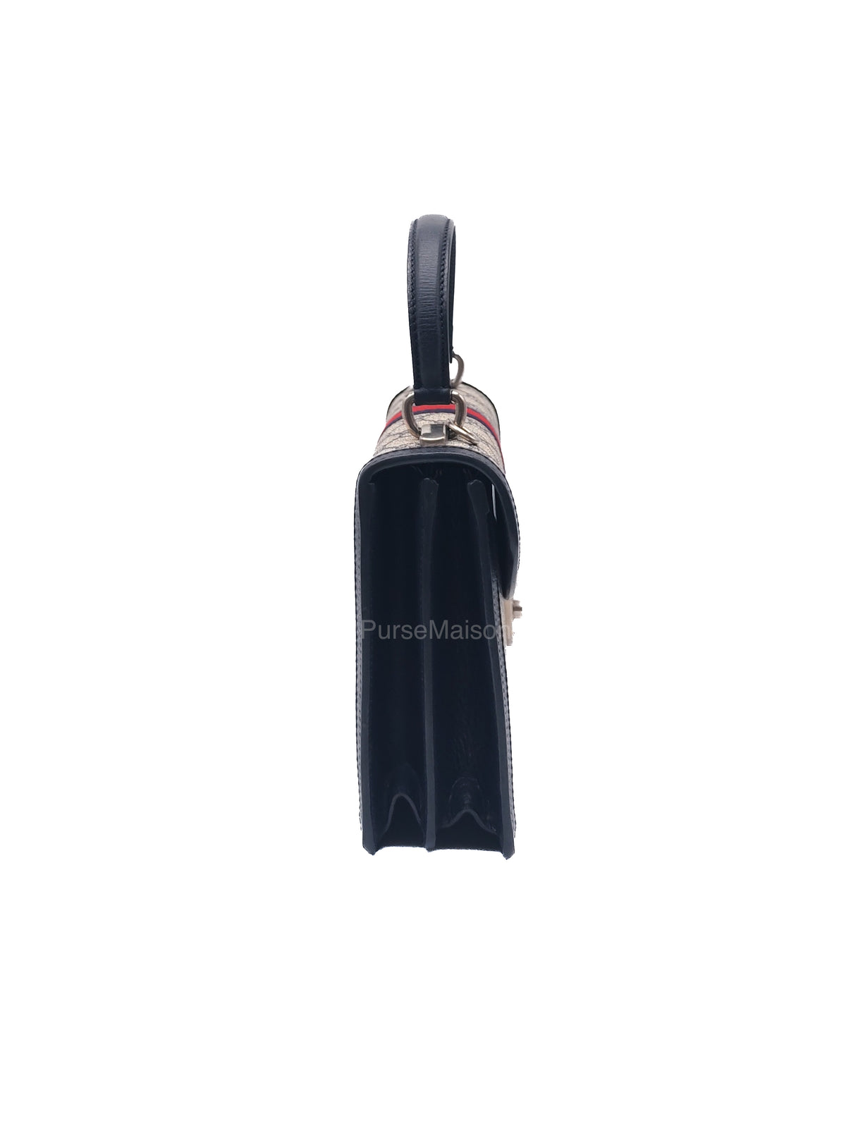 Gucci Ophidia GG Web Canvas and Navy Leather Trim Small Top Handle Bag | Purse Maison Luxury Bags Shop