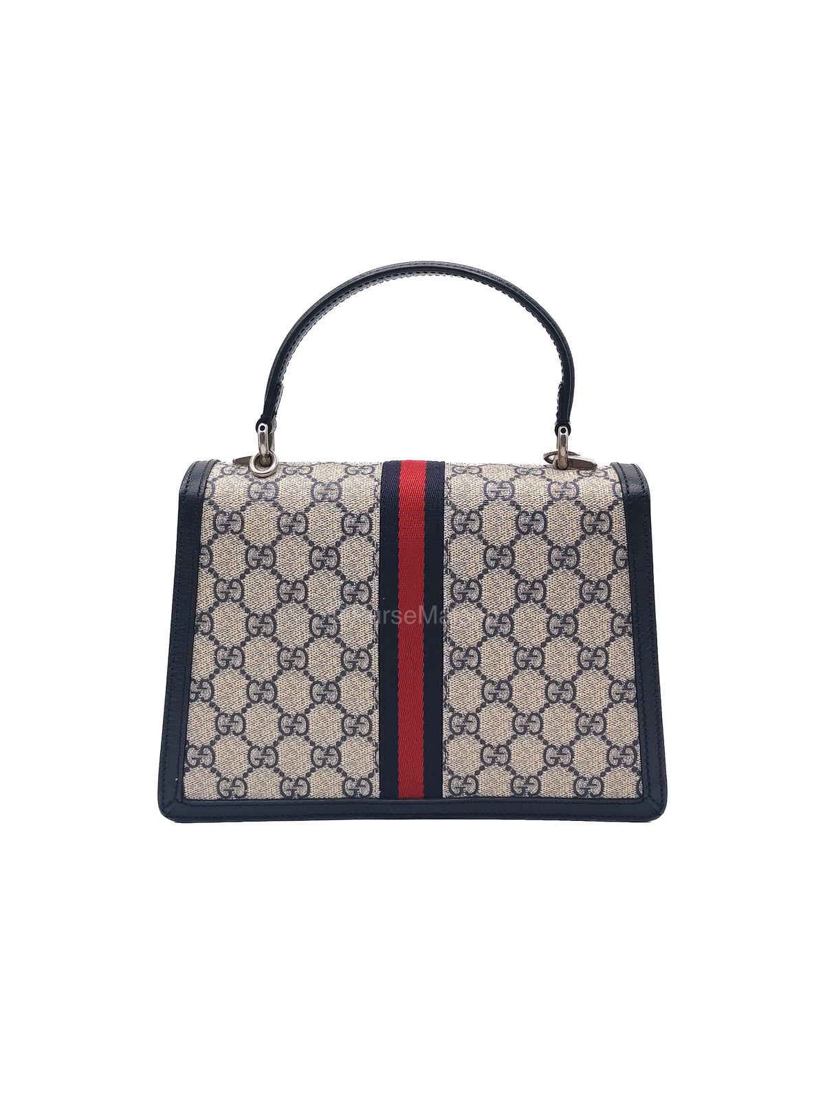 Gucci Ophidia GG Web Canvas and Navy Leather Trim Small Top Handle Bag | Purse Maison Luxury Bags Shop