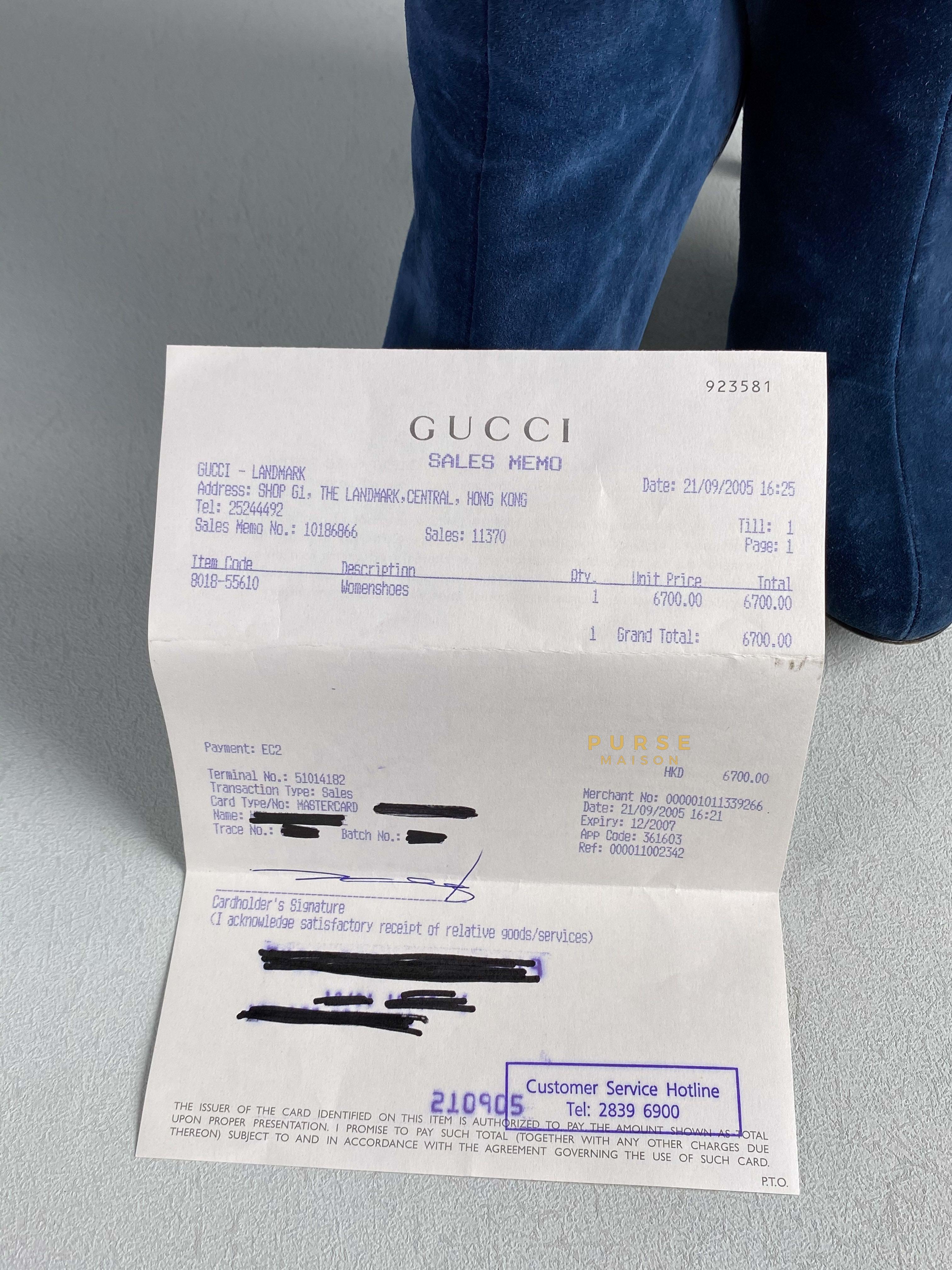 Gucci Suede Blue Knee-Length Boots Size 35 EU | Purse Maison Luxury Bags Shop