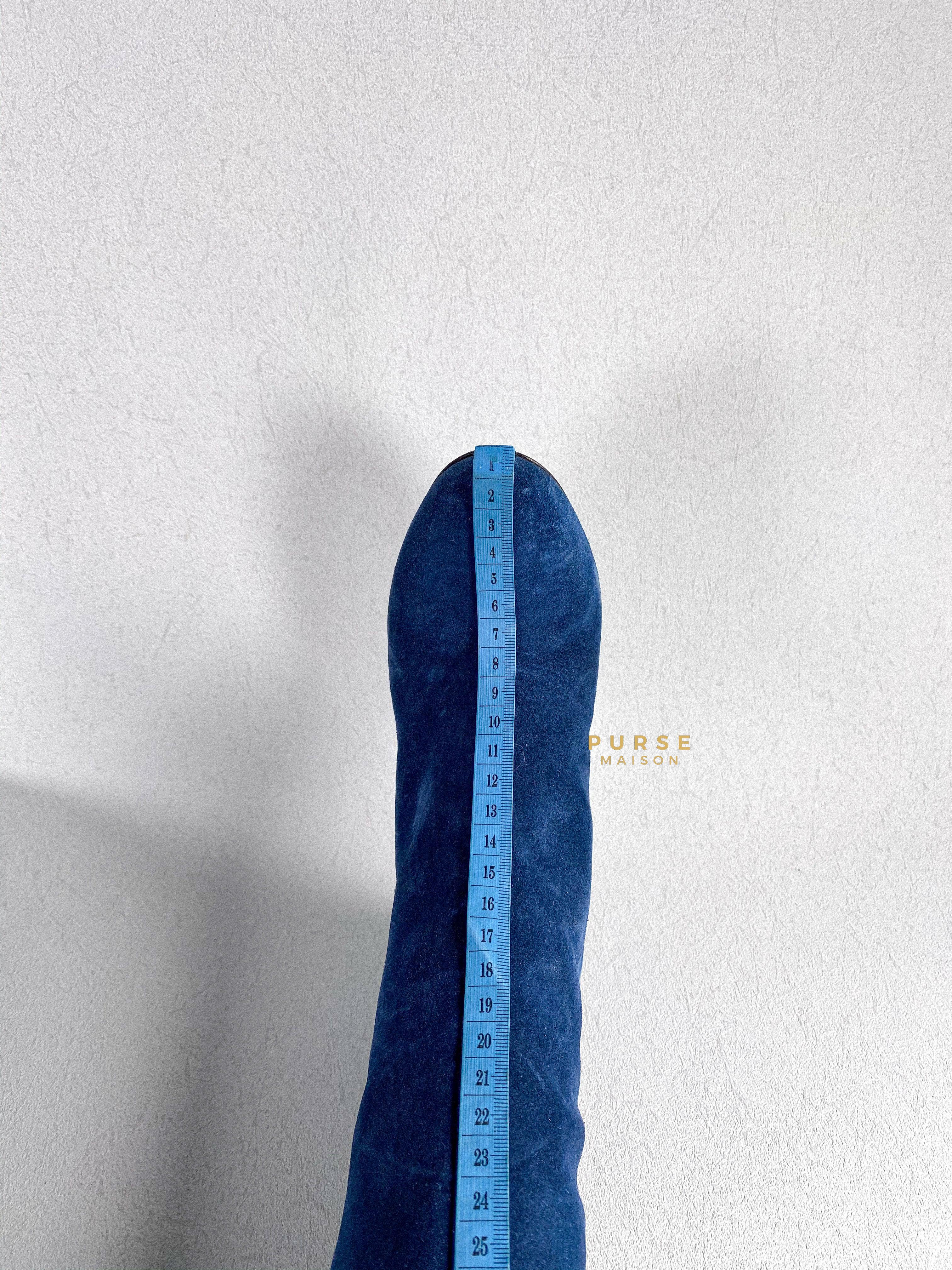 Gucci Suede Blue Knee-Length Boots Size 35 EU | Purse Maison Luxury Bags Shop