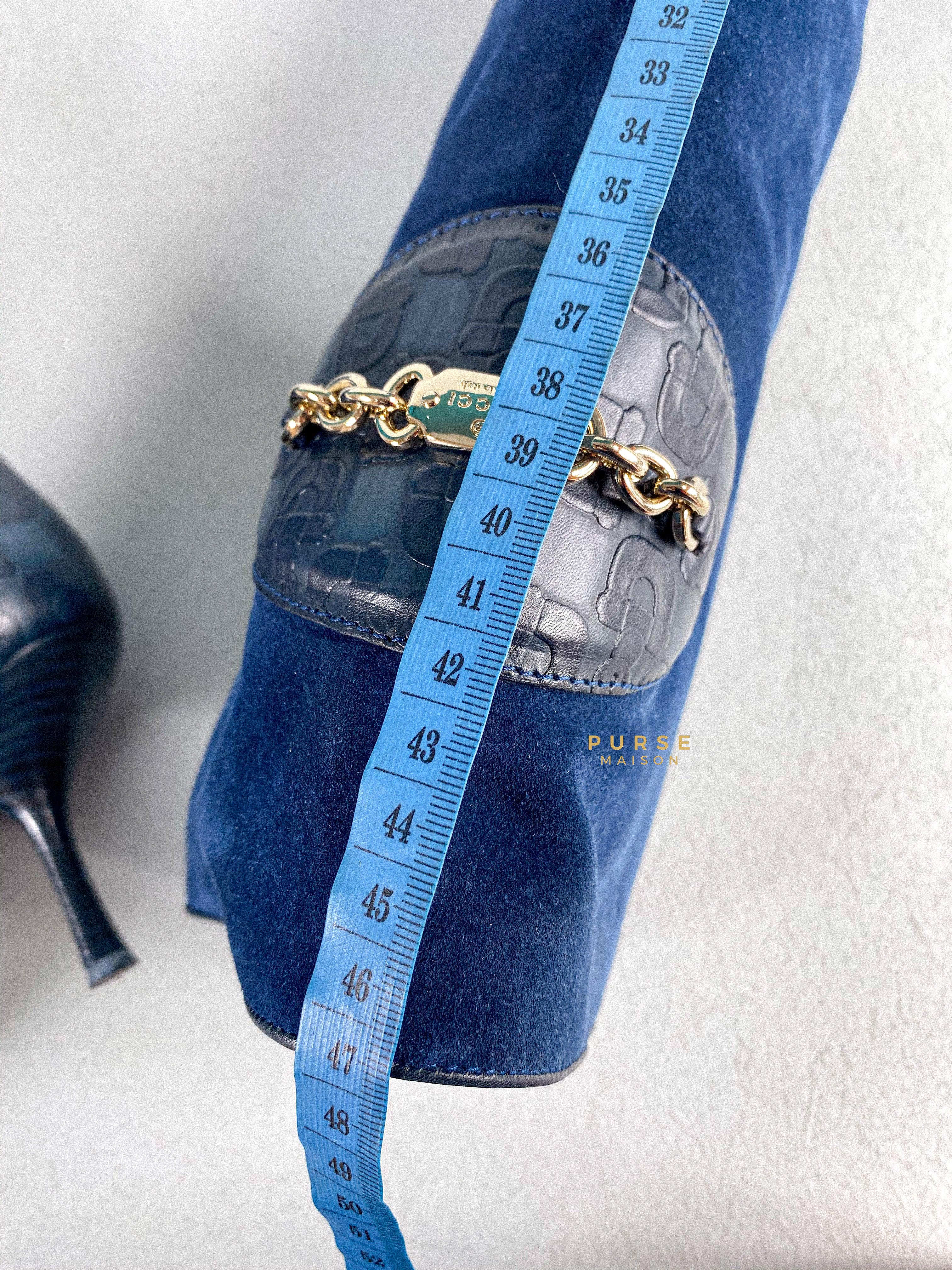 Gucci Suede Blue Knee-Length Boots Size 35 EU | Purse Maison Luxury Bags Shop