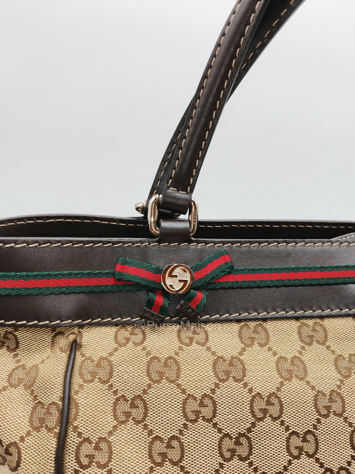 Gucci Web Mayfair Tote Bag in GG Canvas | Purse Maison Luxury Bags Shop
