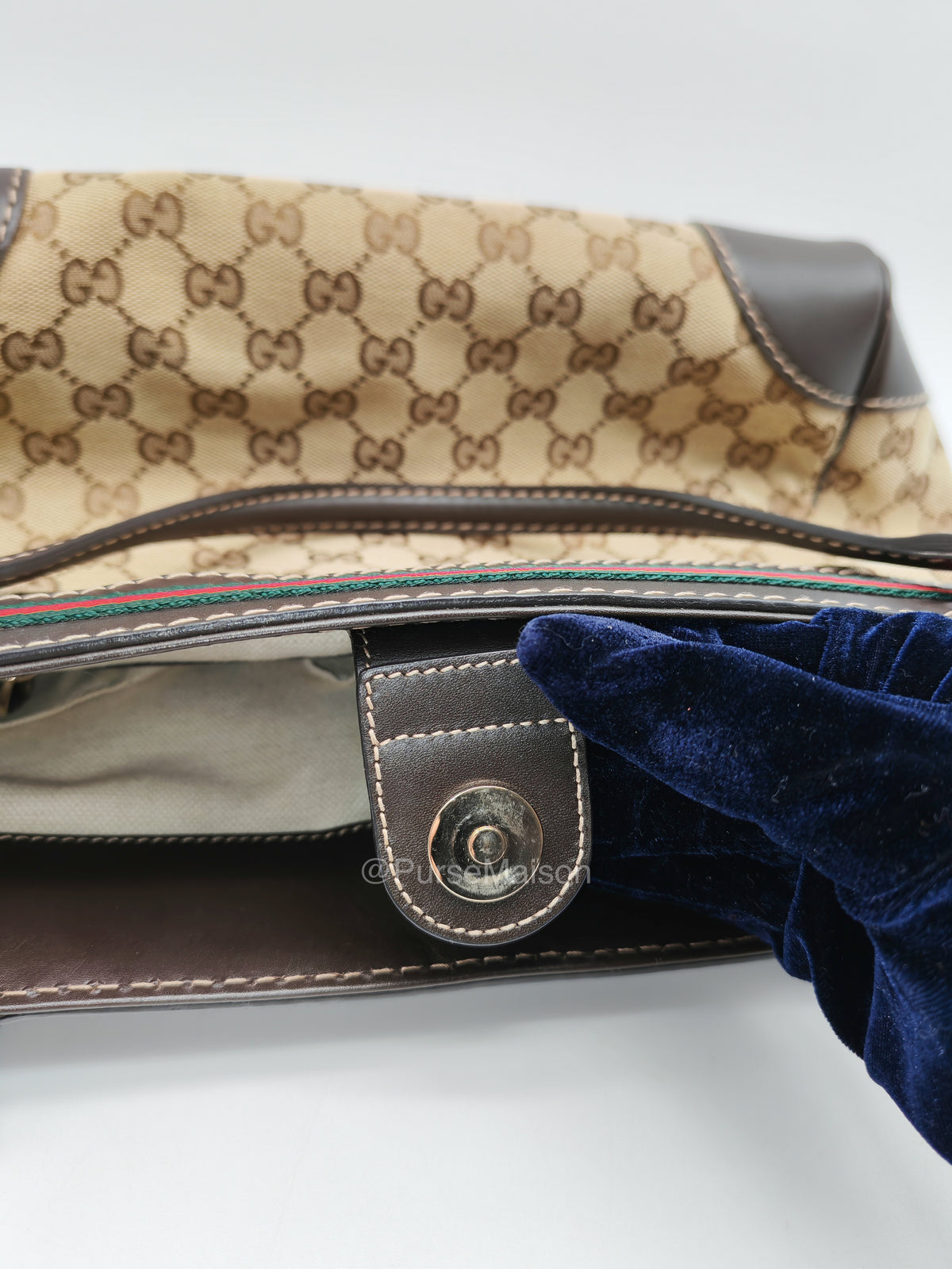 Gucci Web Mayfair Tote Bag in GG Canvas | Purse Maison Luxury Bags Shop