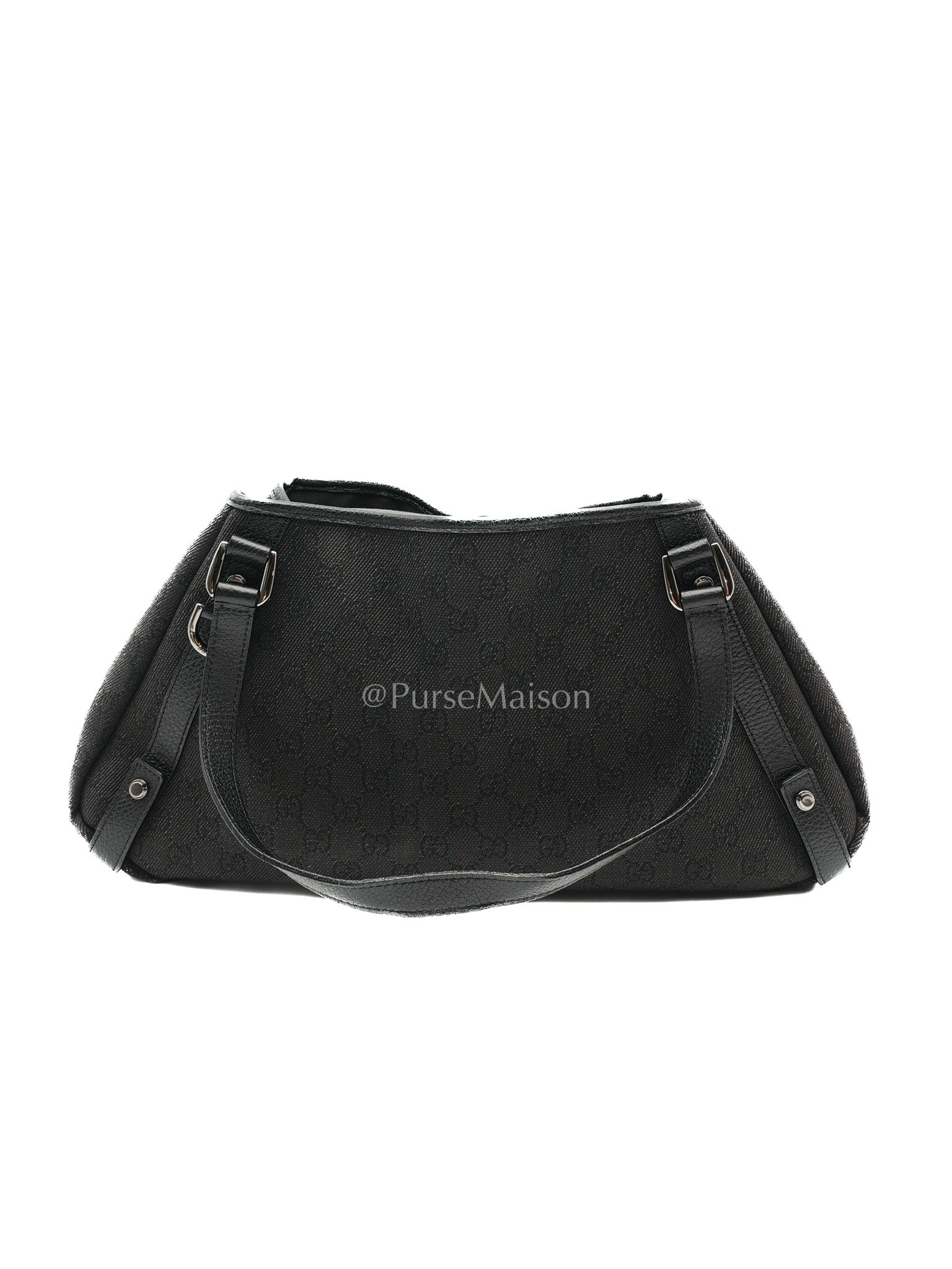 Gucci Abbey D-Ring Shoulder Bag in Black GG Supreme Denim Canvas