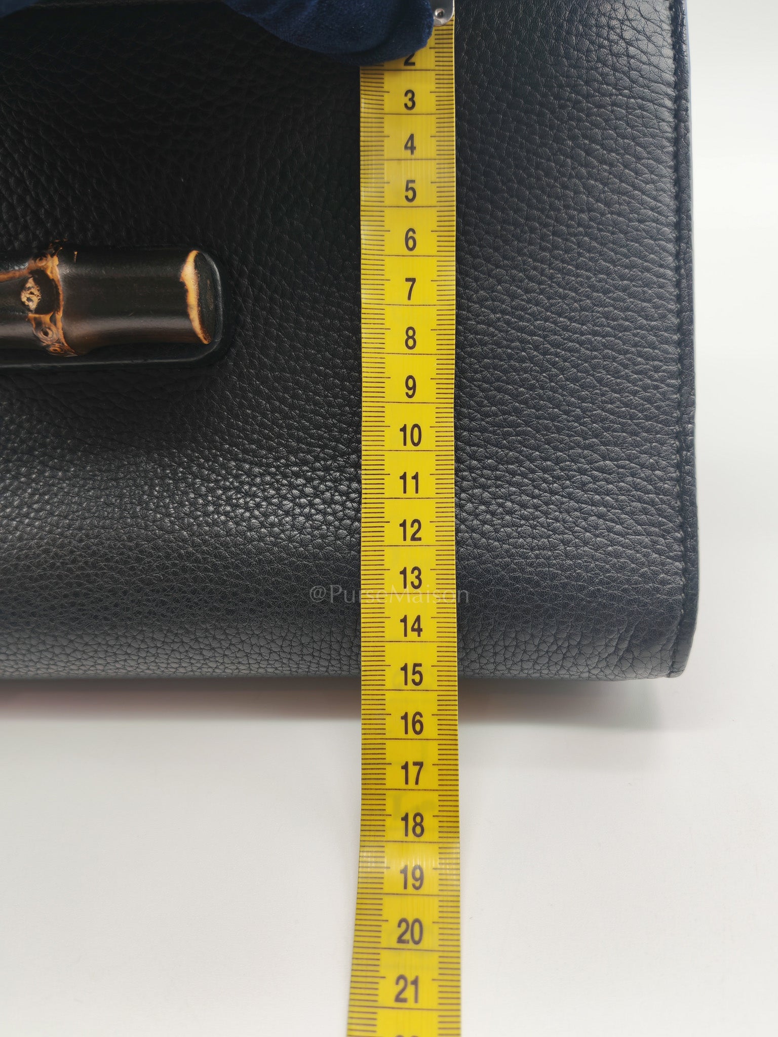 Gucci Miss Bamboo Shoulder Bag in Black Grained Leather