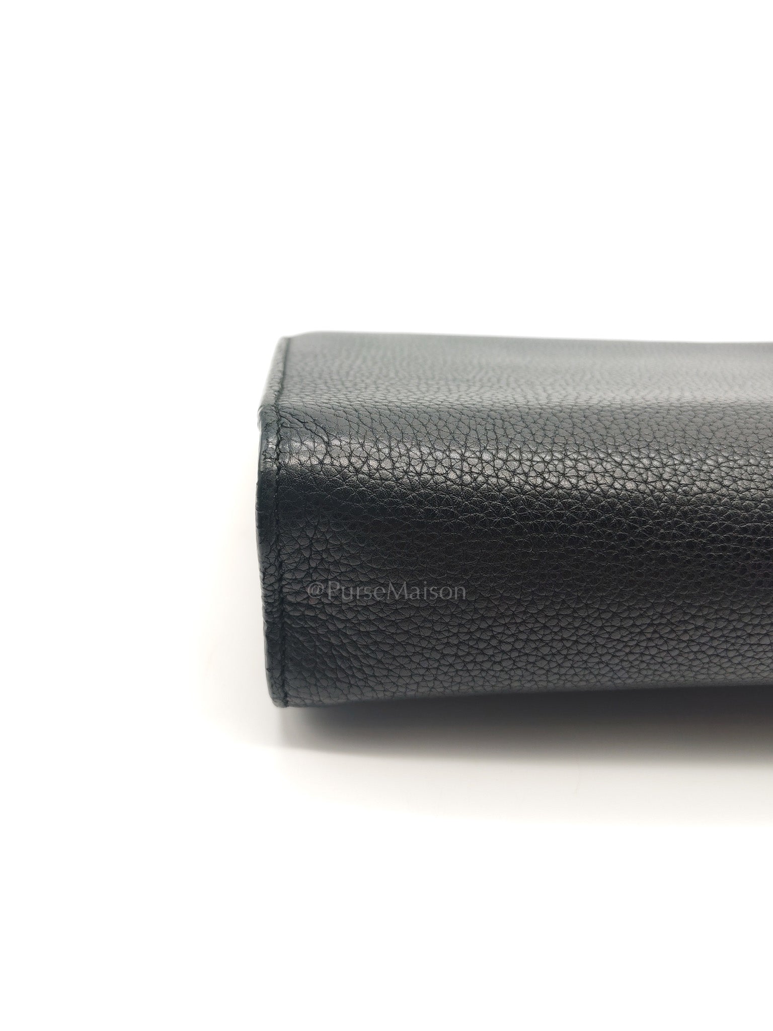 Gucci Miss Bamboo Shoulder Bag in Black Grained Leather