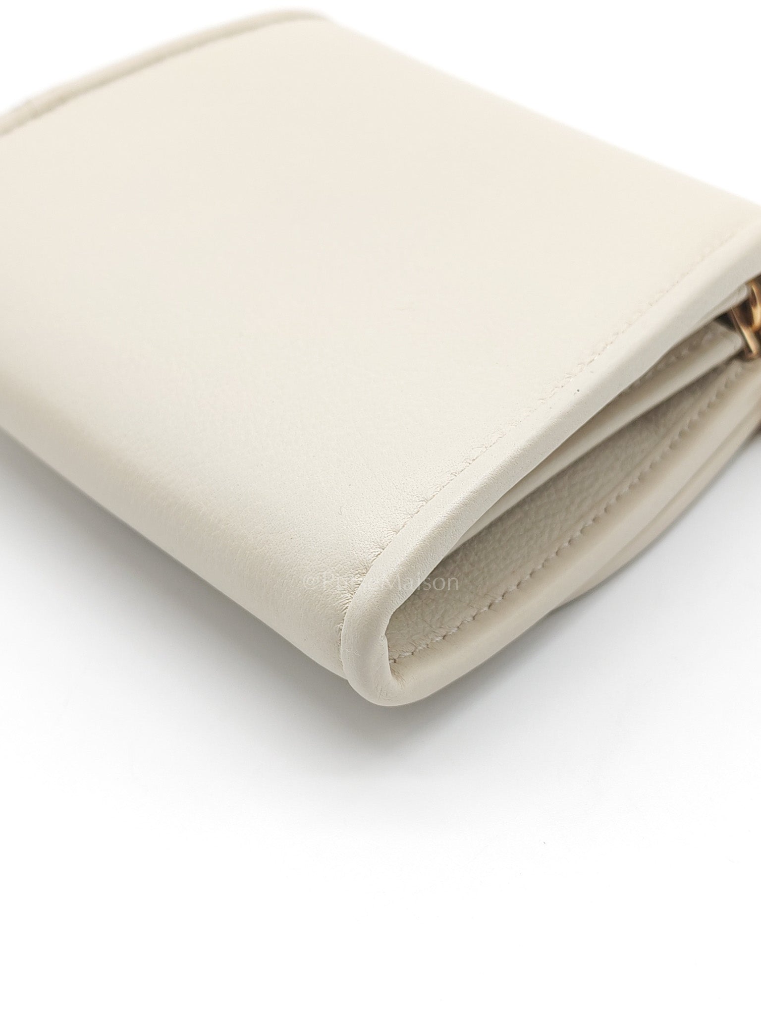 Blondie Card Case Wallet in Mystic White Calfskin with Chain Strap