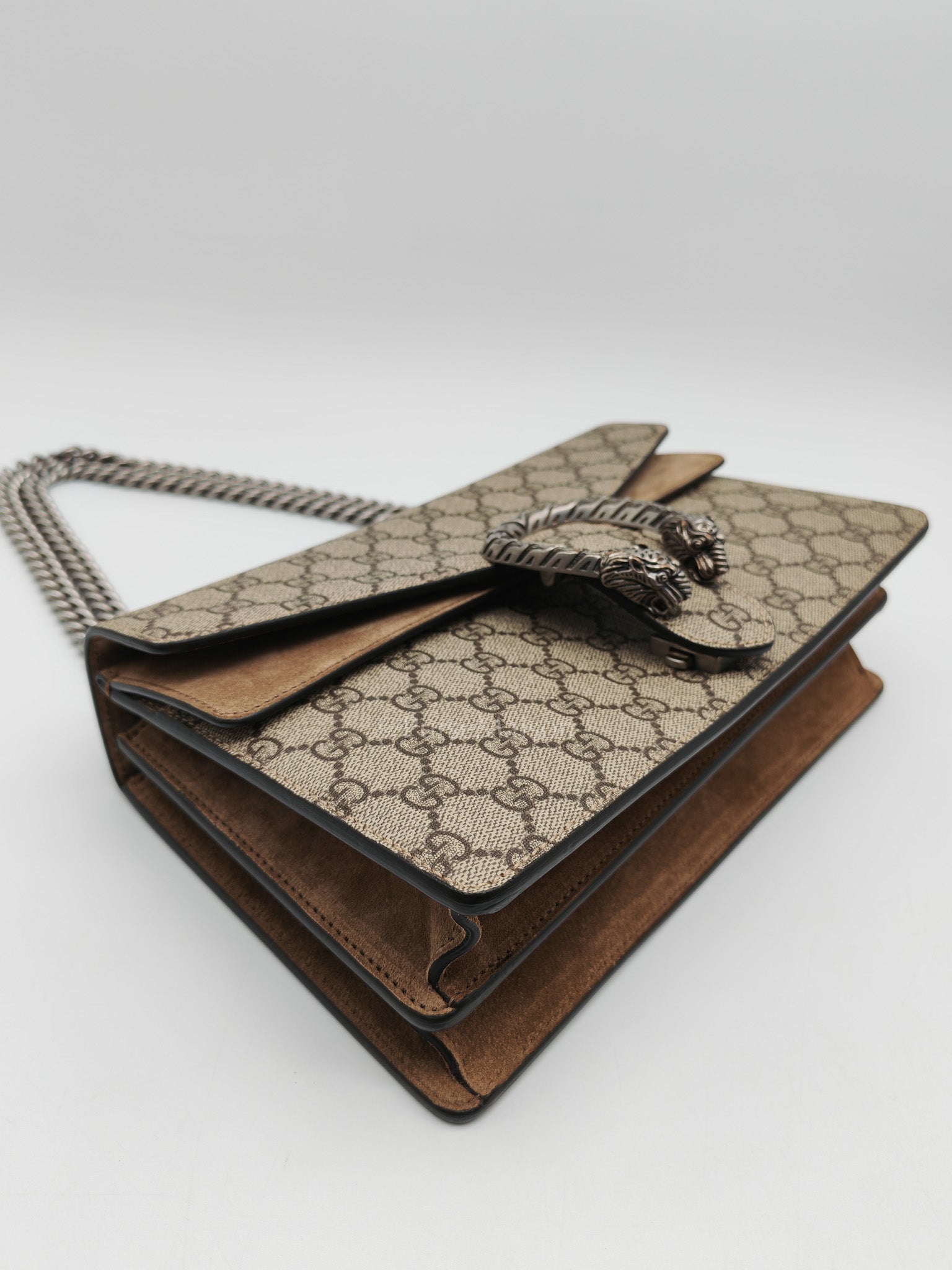 Dionysus Shoulder Bag in GG Supreme Canvas and Ruthenium Hardware