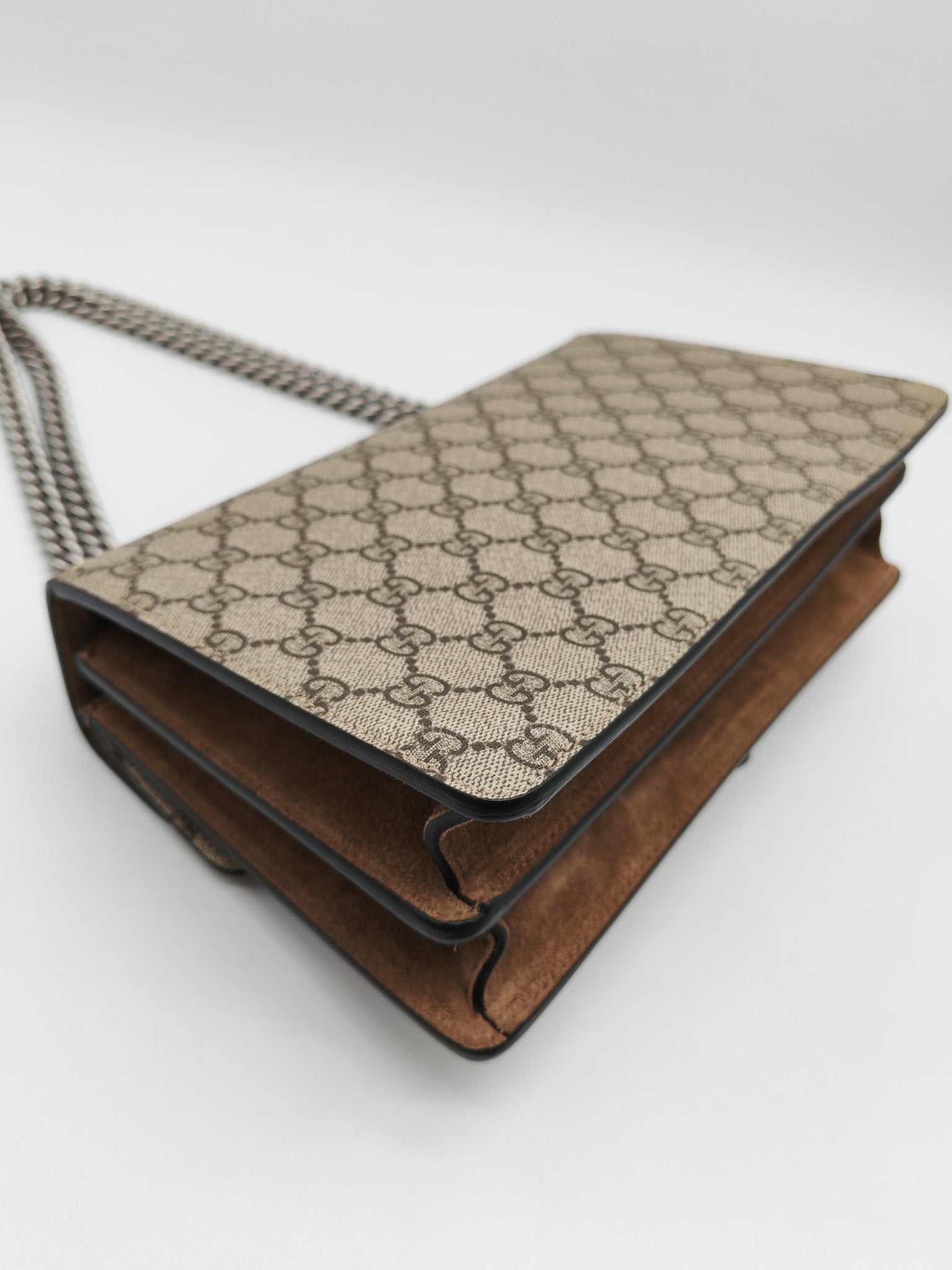 Dionysus Shoulder Bag in GG Supreme Canvas and Ruthenium Hardware