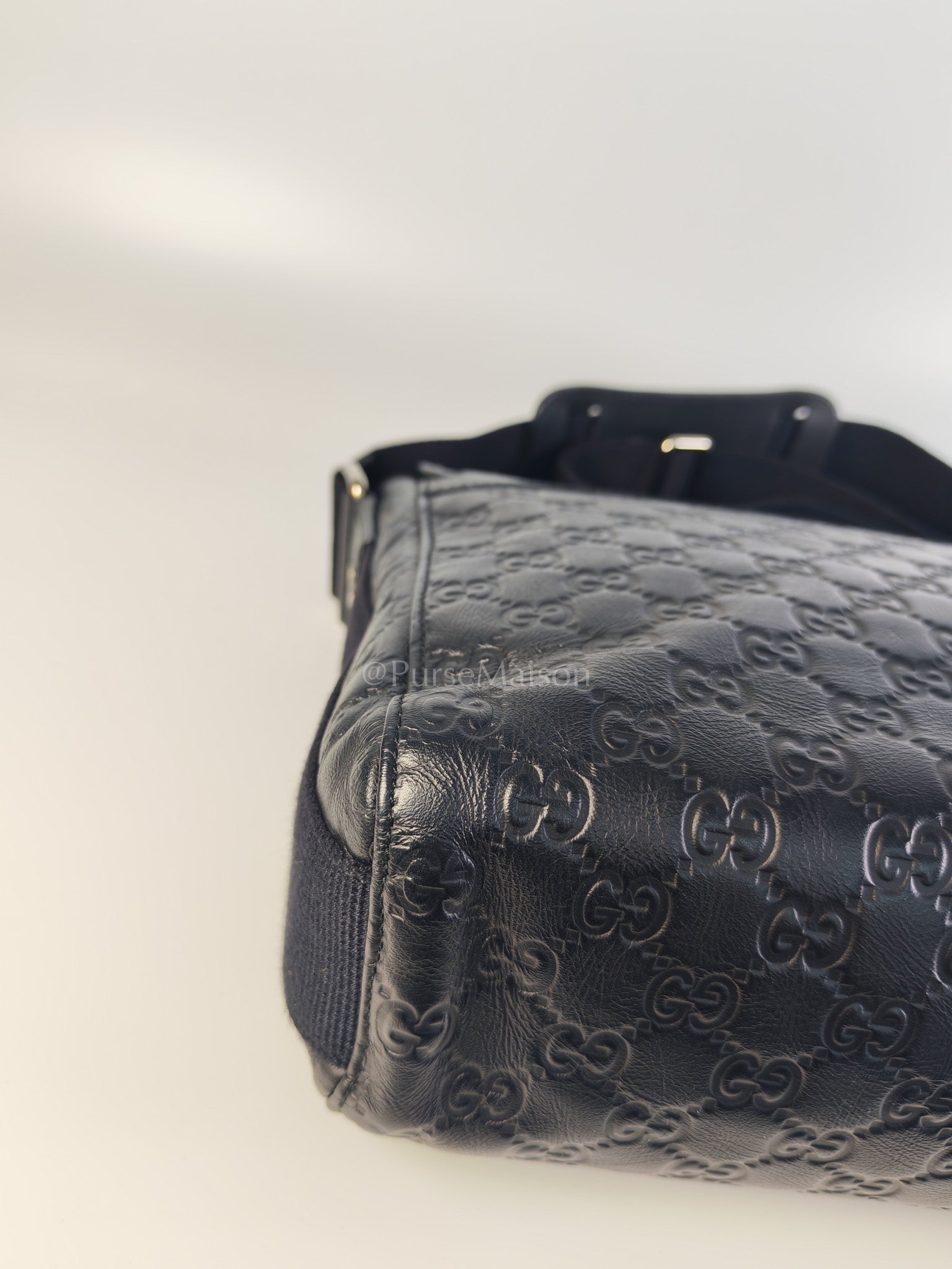 Guccissima Soft Rubber Black Large Messenger Bag | Purse Maison Luxury Bags Shop