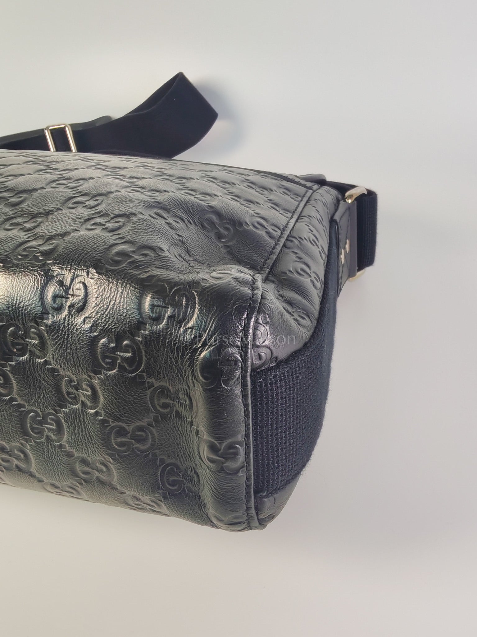 Guccissima Soft Rubber Black Large Messenger Bag | Purse Maison Luxury Bags Shop