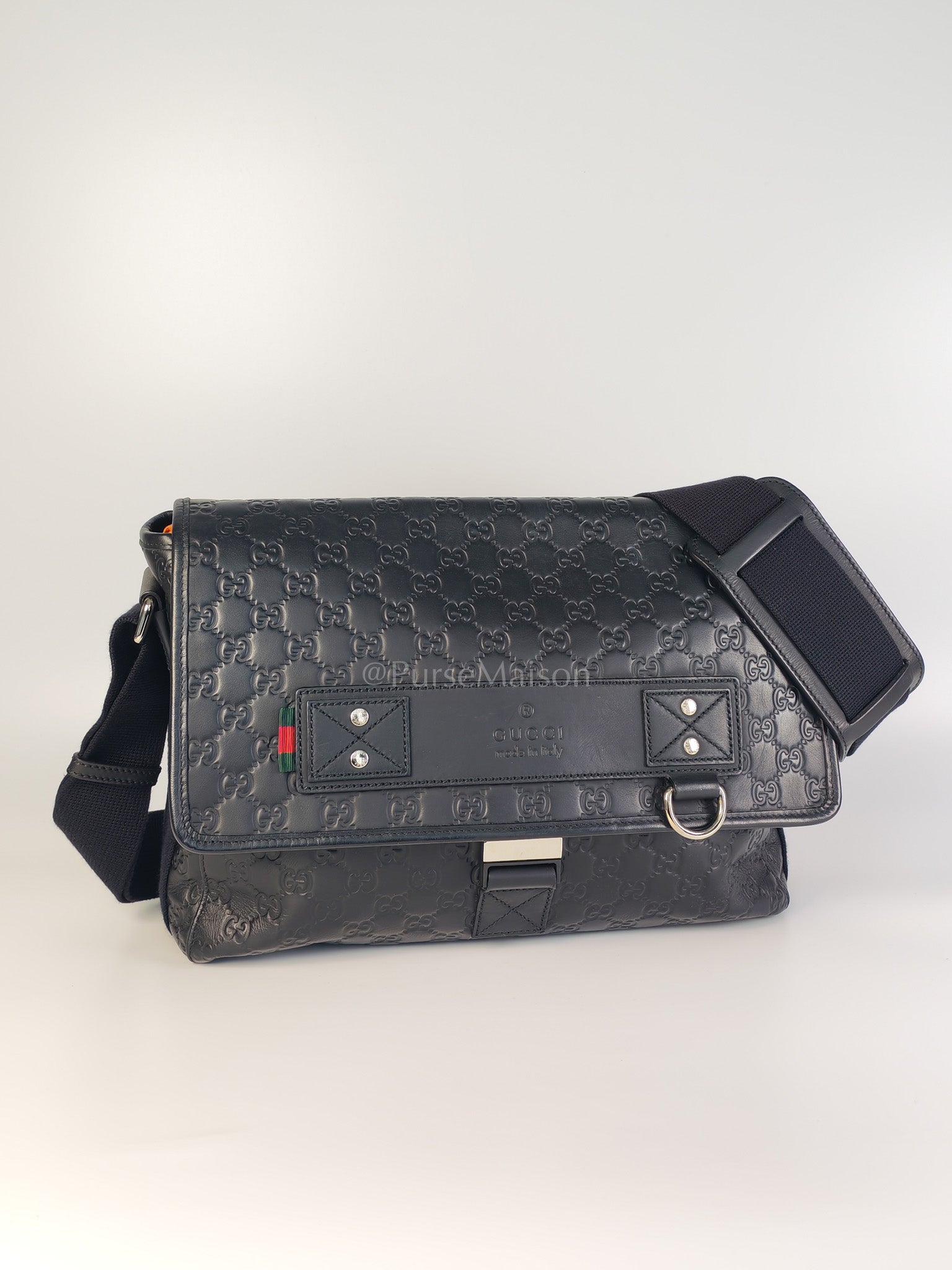 Guccissima Soft Rubber Black Large Messenger Bag | Purse Maison Luxury Bags Shop