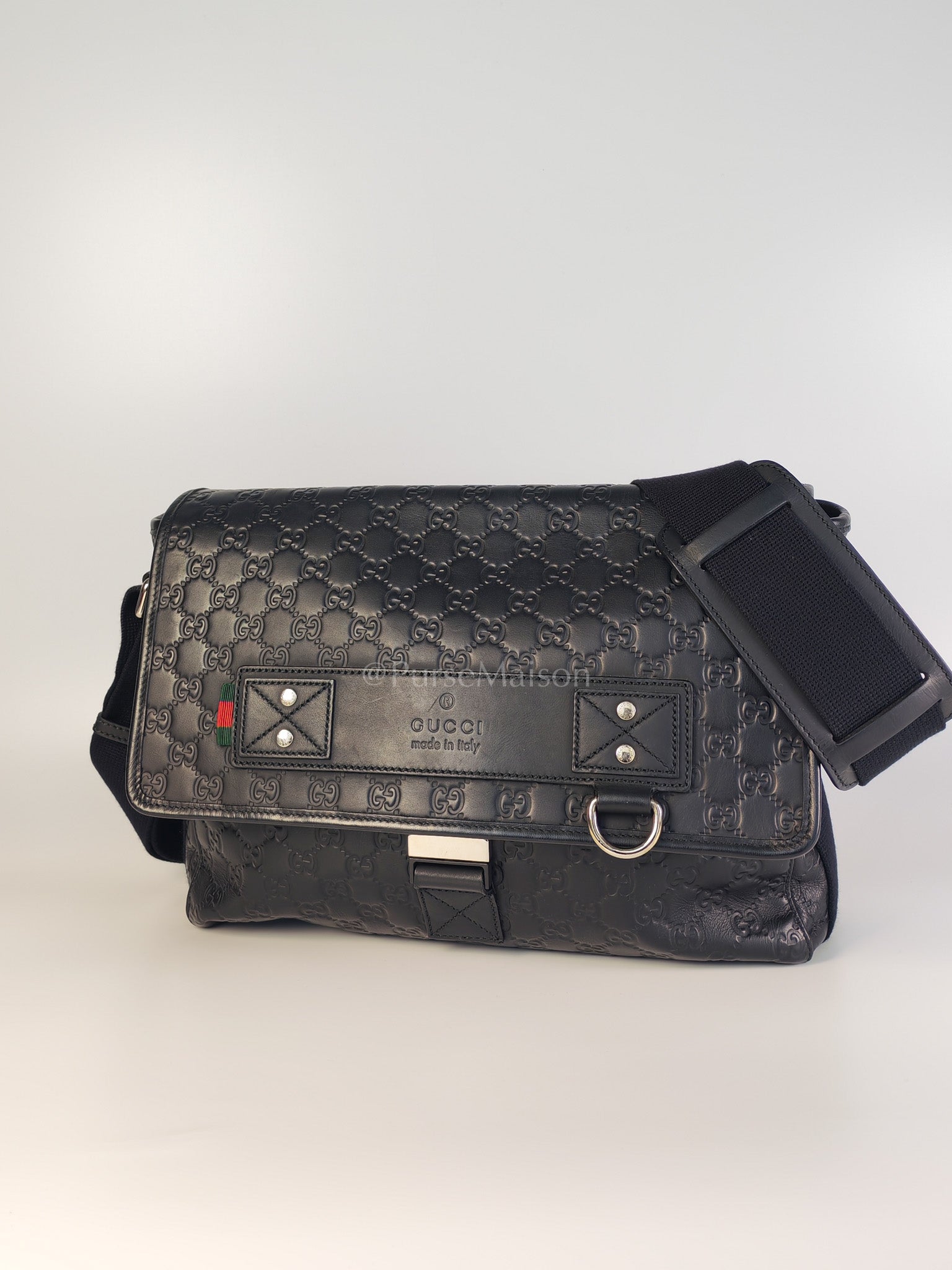 Guccissima Soft Rubber Black Large Messenger Bag | Purse Maison Luxury Bags Shop